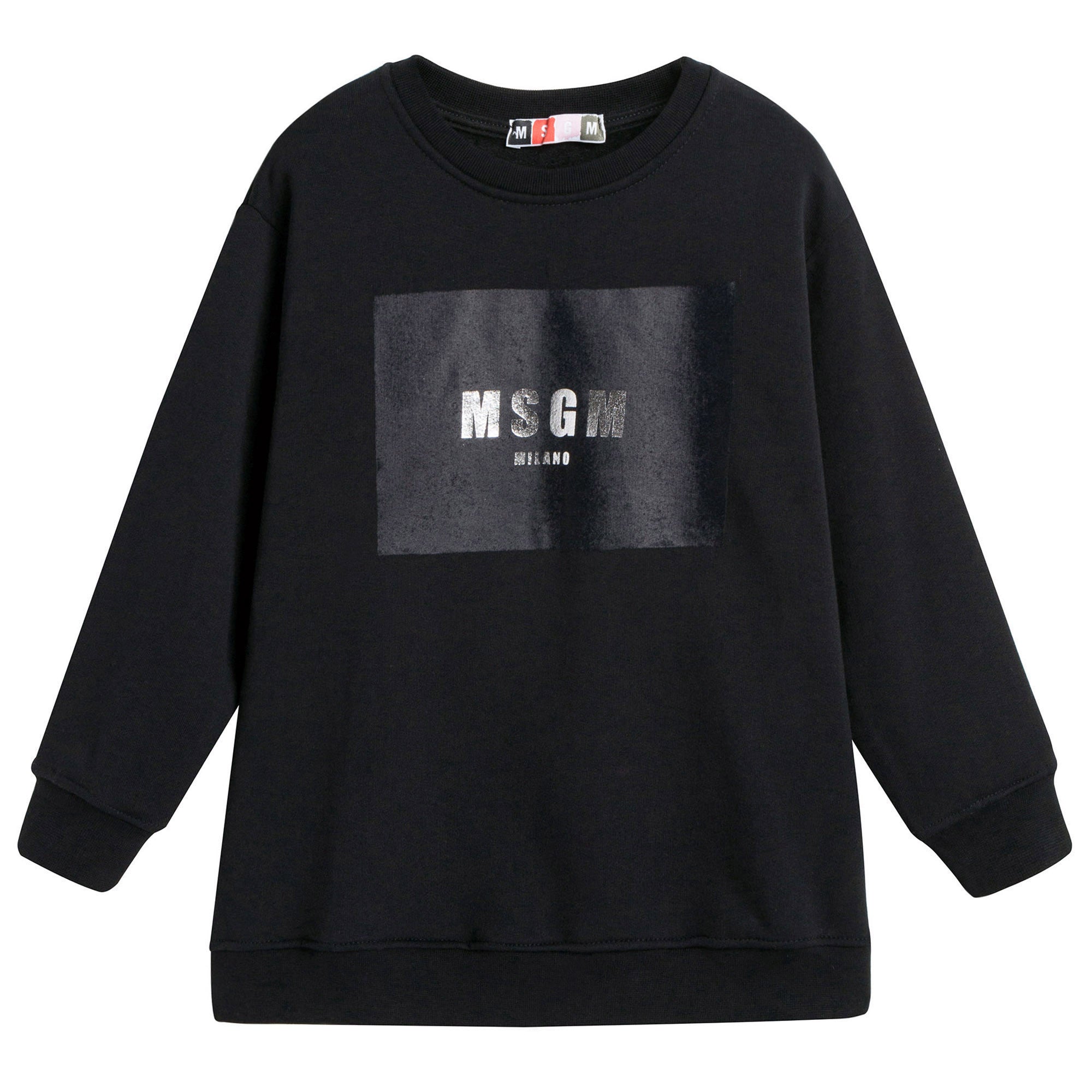 Girls Black Rib Cuffs Cotton Maxi Sweatshirt - CÉMAROSE | Children's Fashion Store - 1