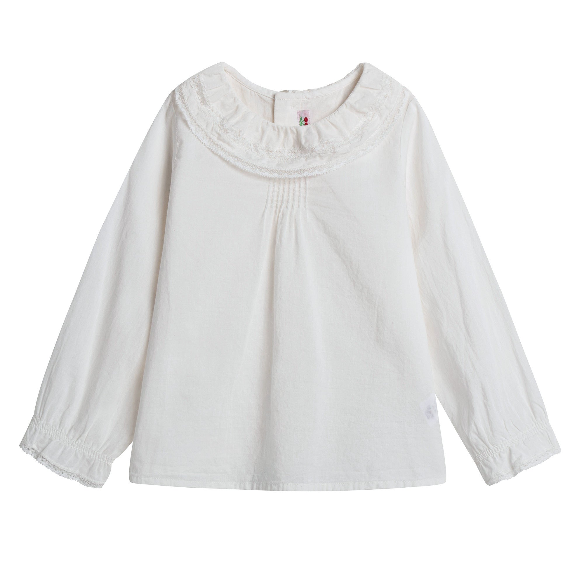 Baby Girls White Cotton Ruflled Collar Blouse - CÉMAROSE | Children's Fashion Store - 1