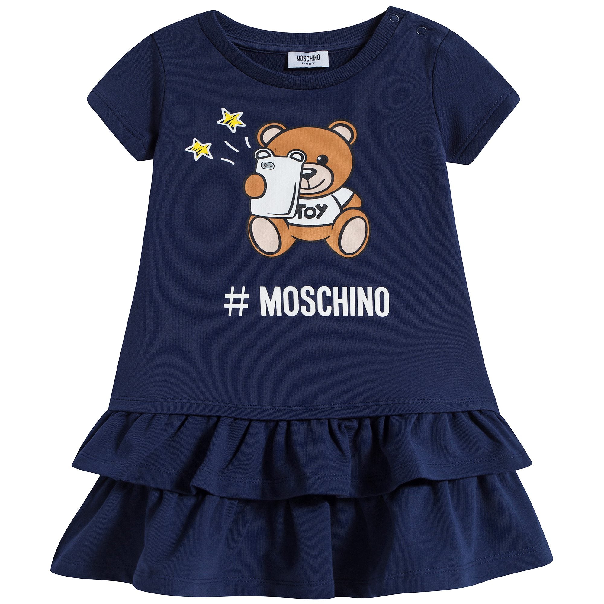 Baby Girls Navy Blue Teddy Cotton Dress