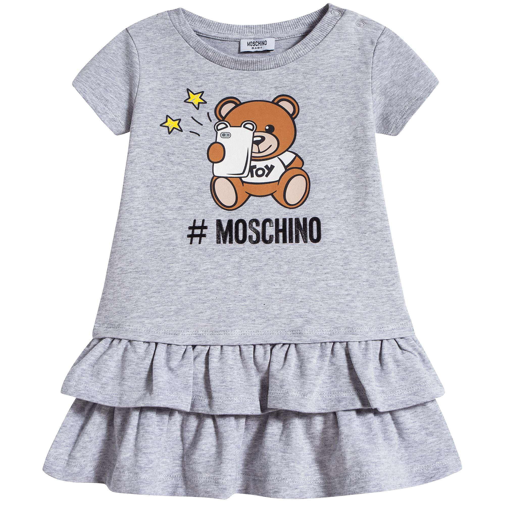 Baby Girls Grey Teddy Cotton Dress