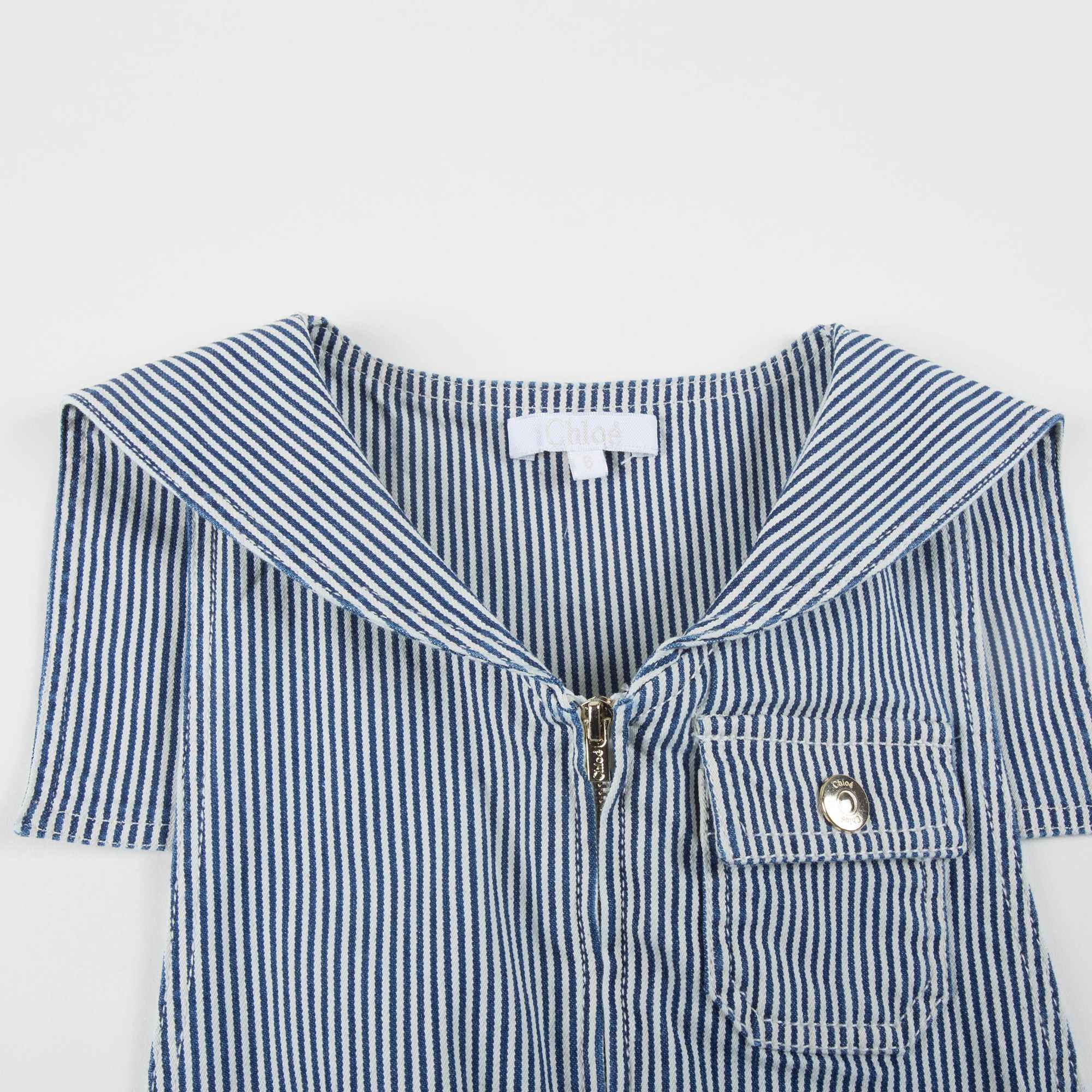 Girls Blue Striped Cotton Trousers