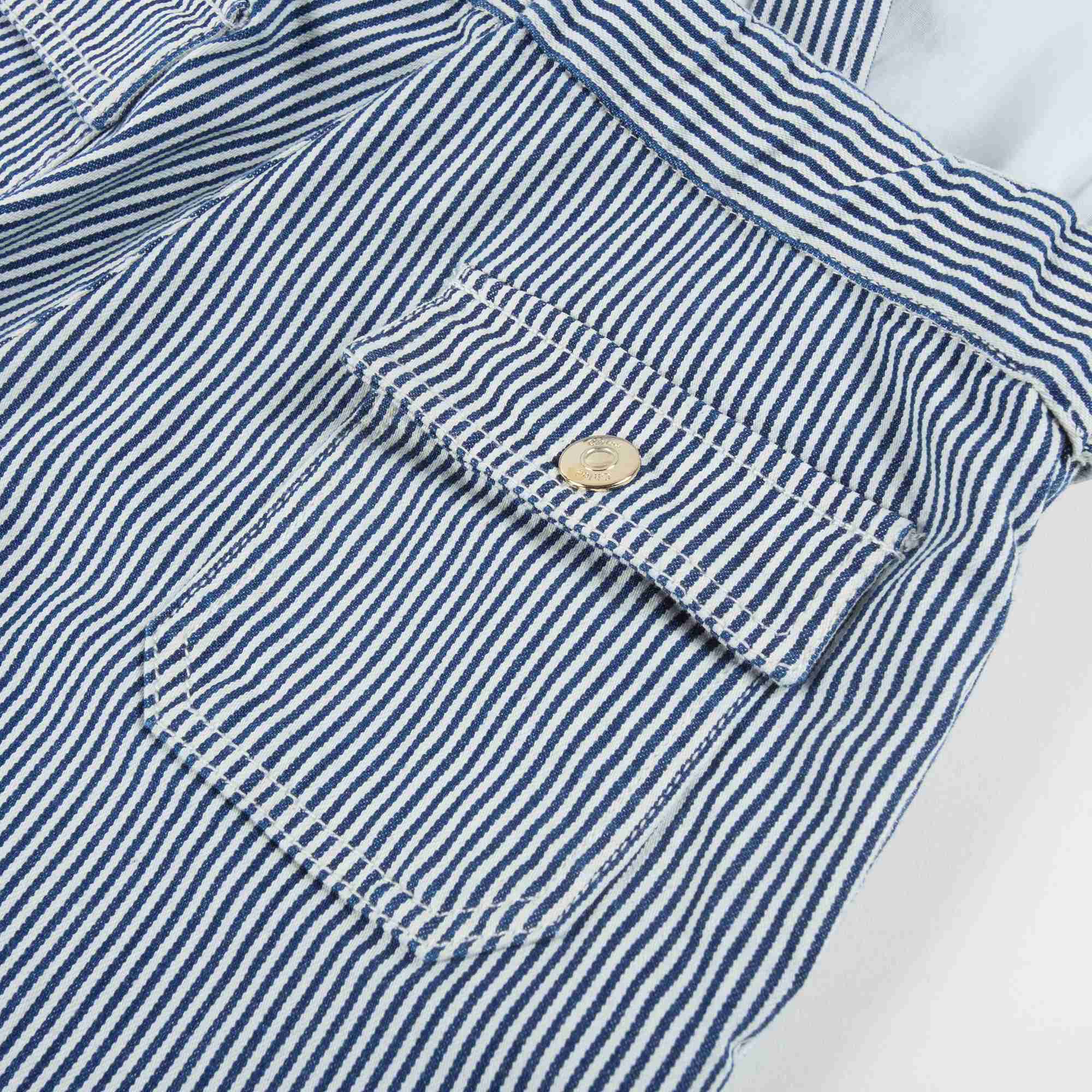 Girls Blue Striped Cotton Trousers
