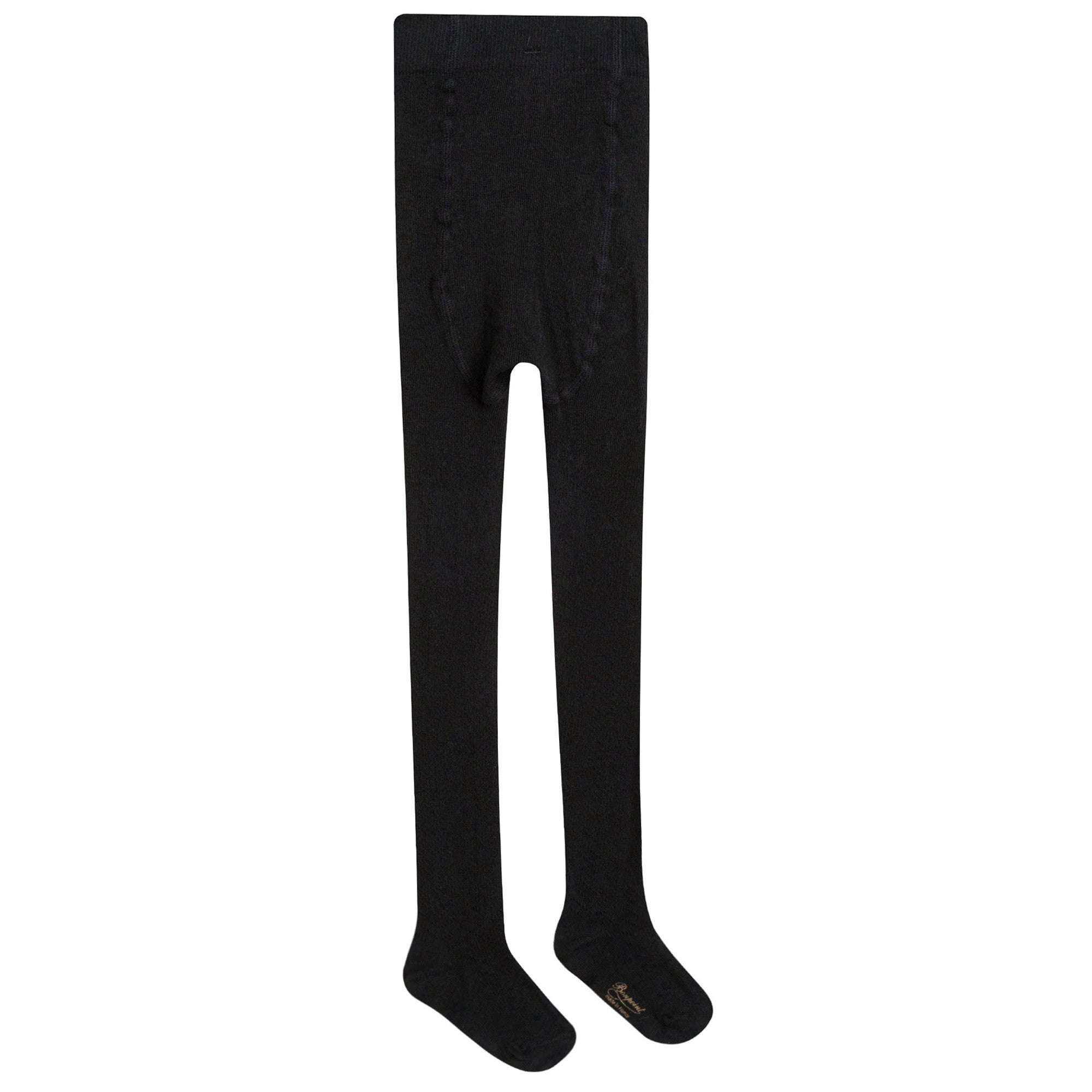 Girls Black Cotton Ribbed Tights - CÉMAROSE | Children's Fashion Store - 2