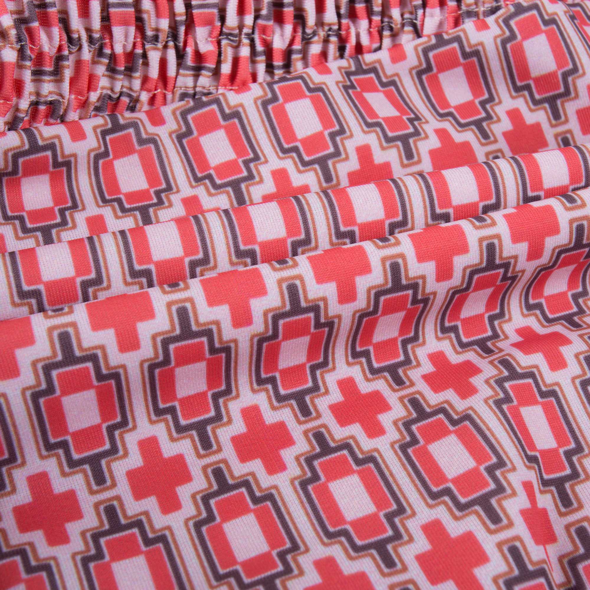 Girls Red Kaleido Print Jersey Swimsuit