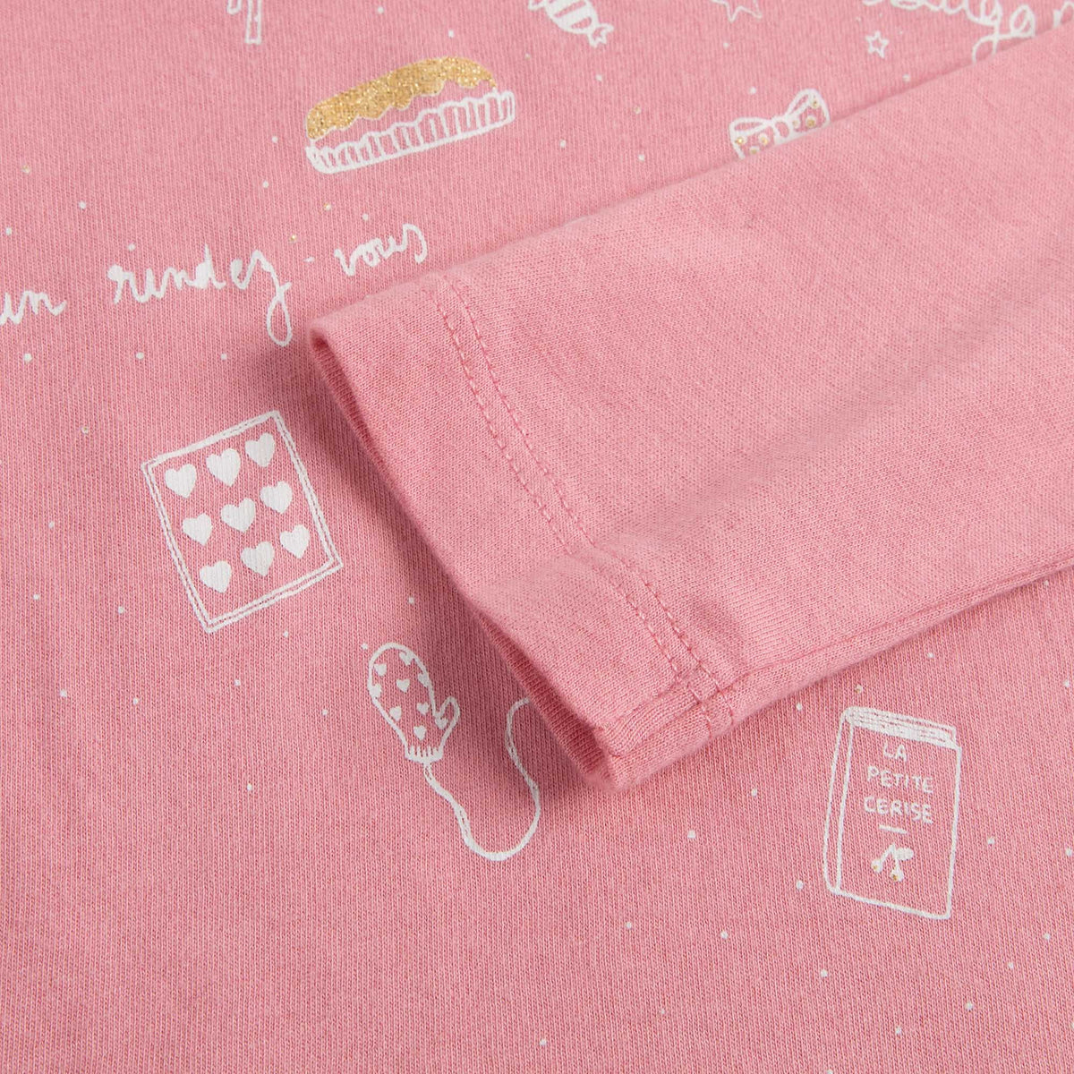 Girls Dusky Pink Cotton Fancy Printed Trims T-Shirt - CÉMAROSE | Children's Fashion Store - 5