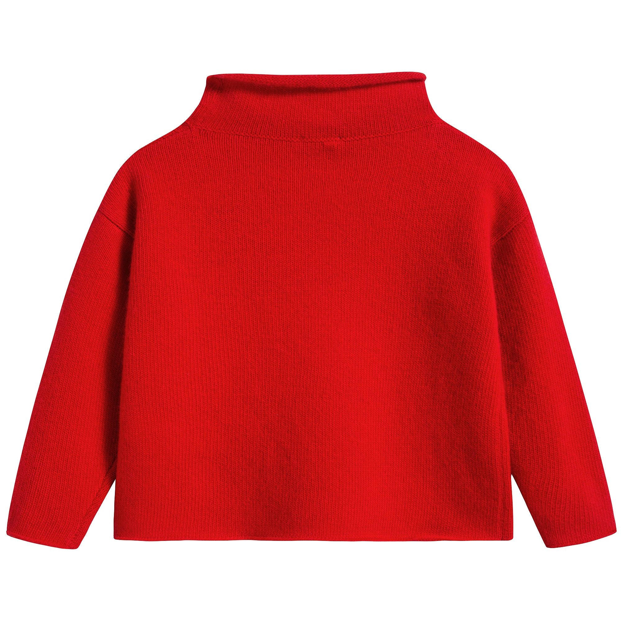 Girls Poppy Red & Milk Wool Sweater
