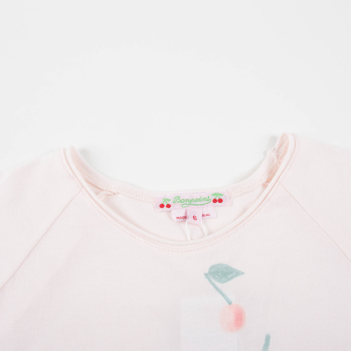 T-shirt enfant fille rose pâle imprimé cerises