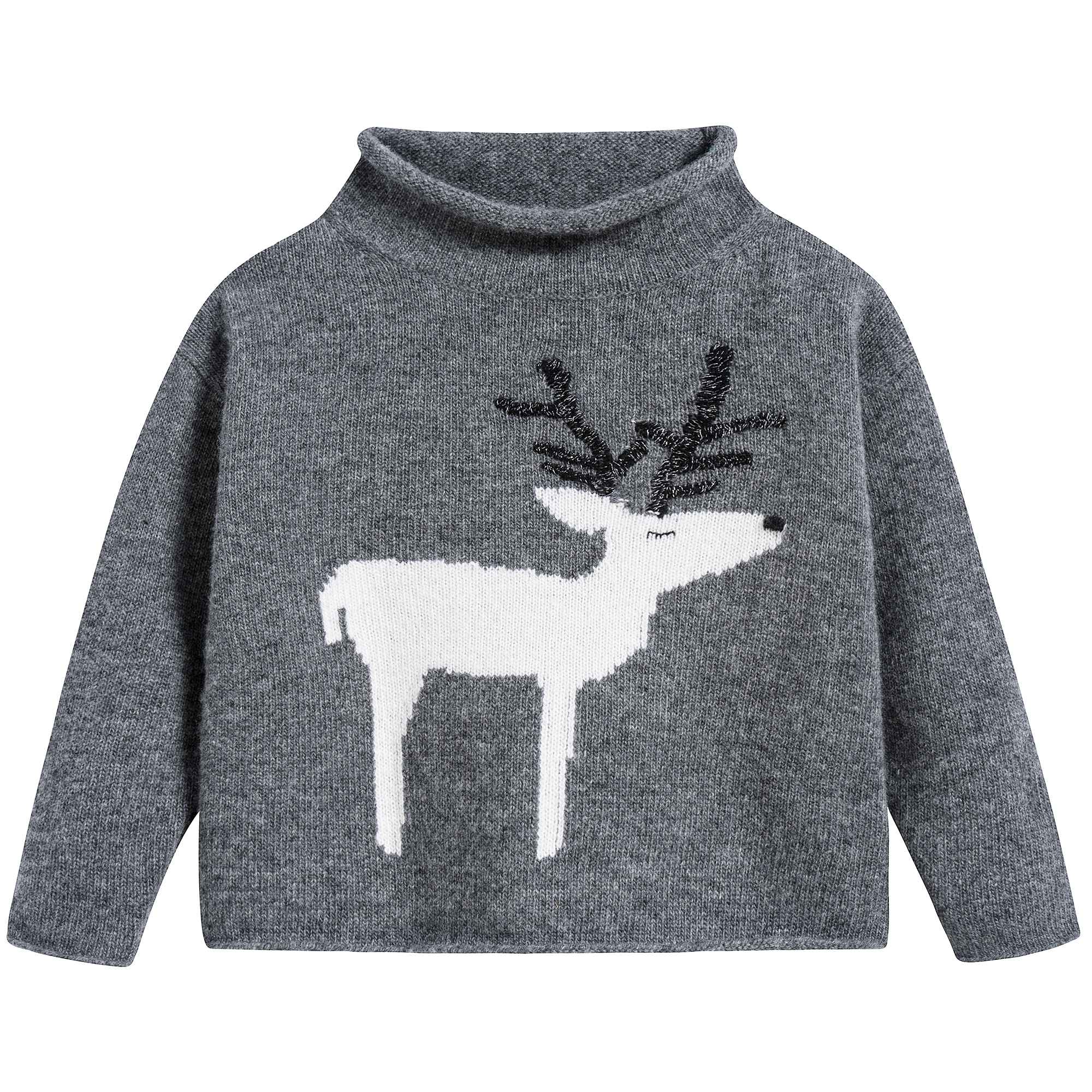 Girls Asphalt Grey Wool Sweater