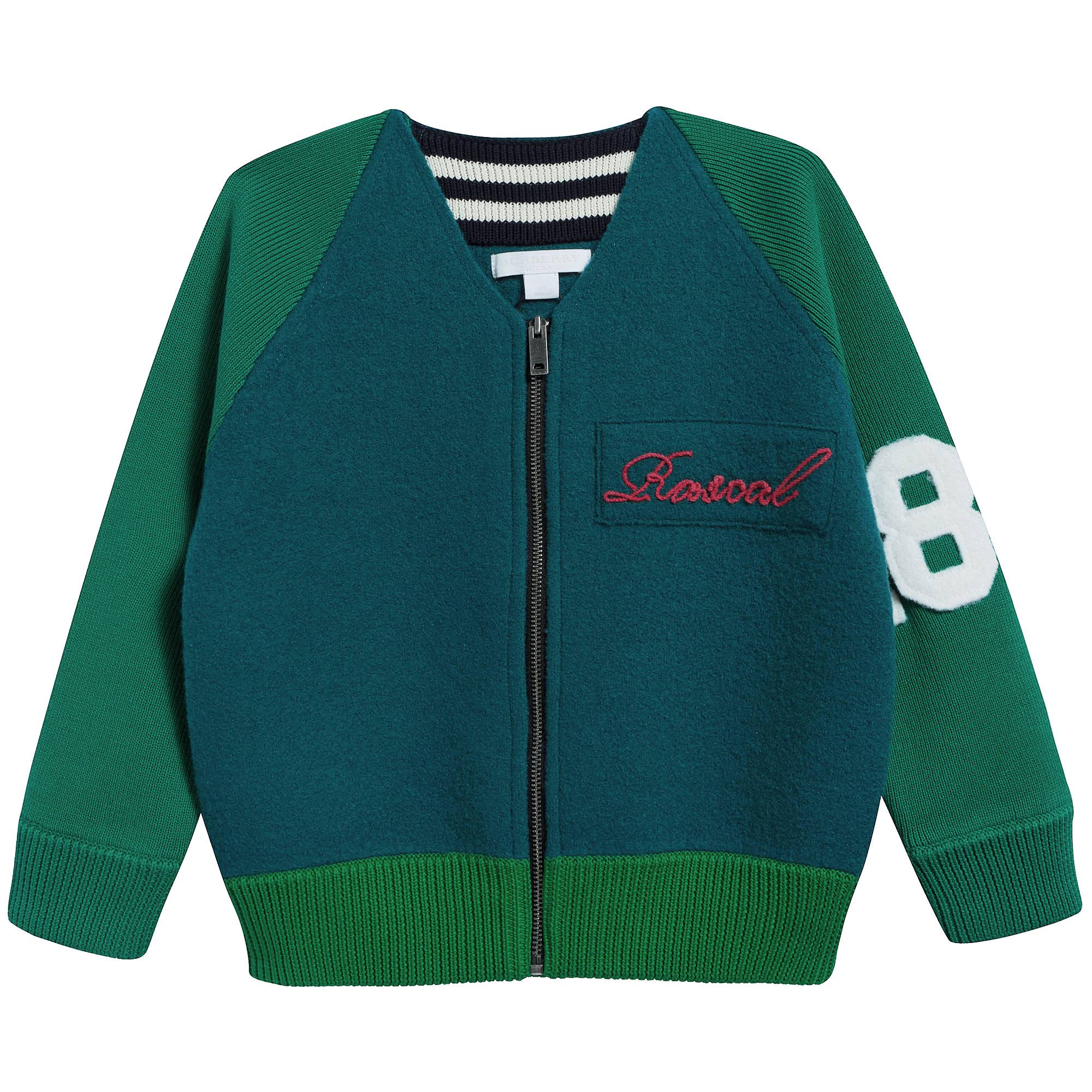 Boys Forest Green Merino Wool Cardigan