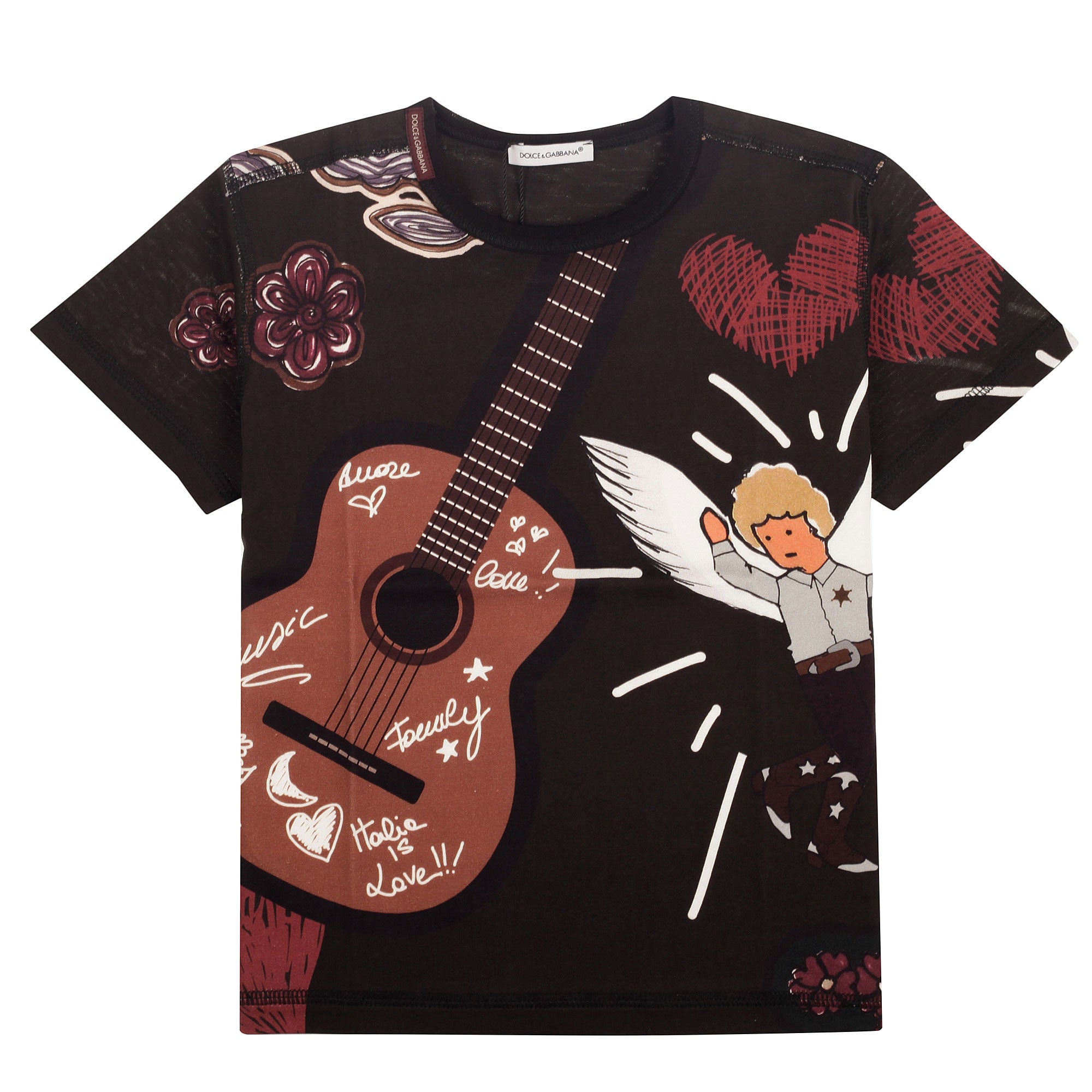 Boys Black 'Sicilian Western' Style T-Shirt - CÉMAROSE | Children's Fashion Store - 1