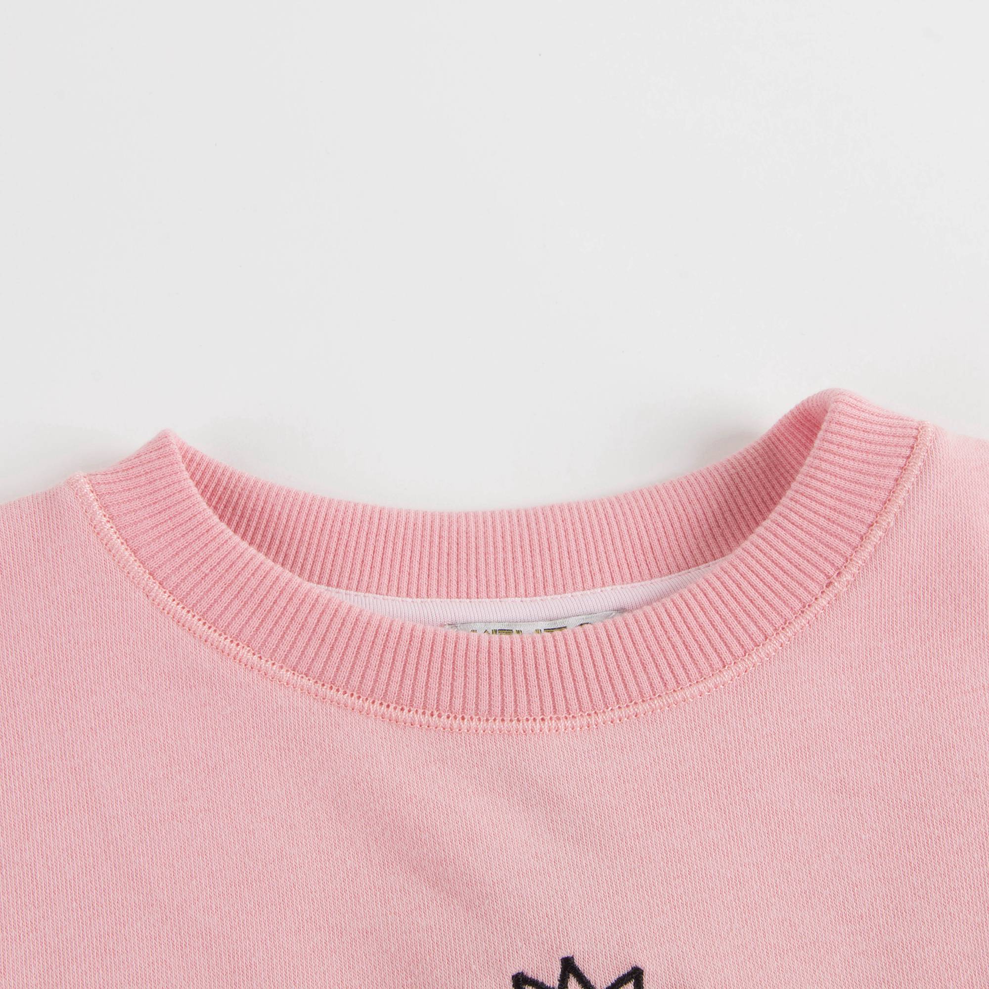 Girls Middle Pink With Eyes Cotton Sweatshirt
