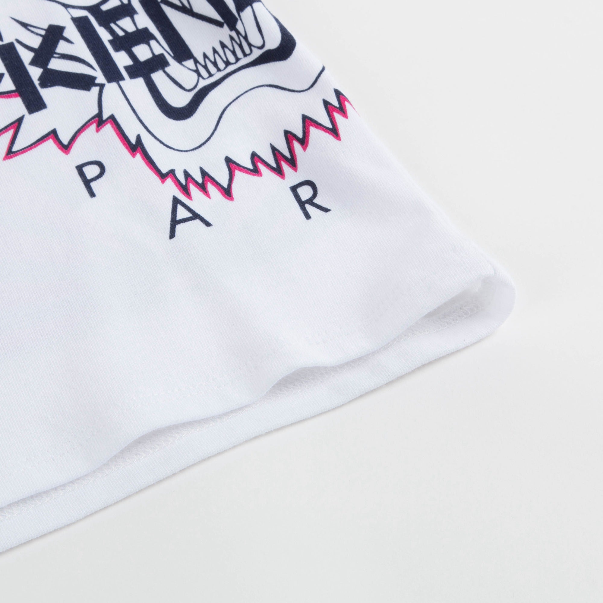 Girls White Printed Cotton T-shirt