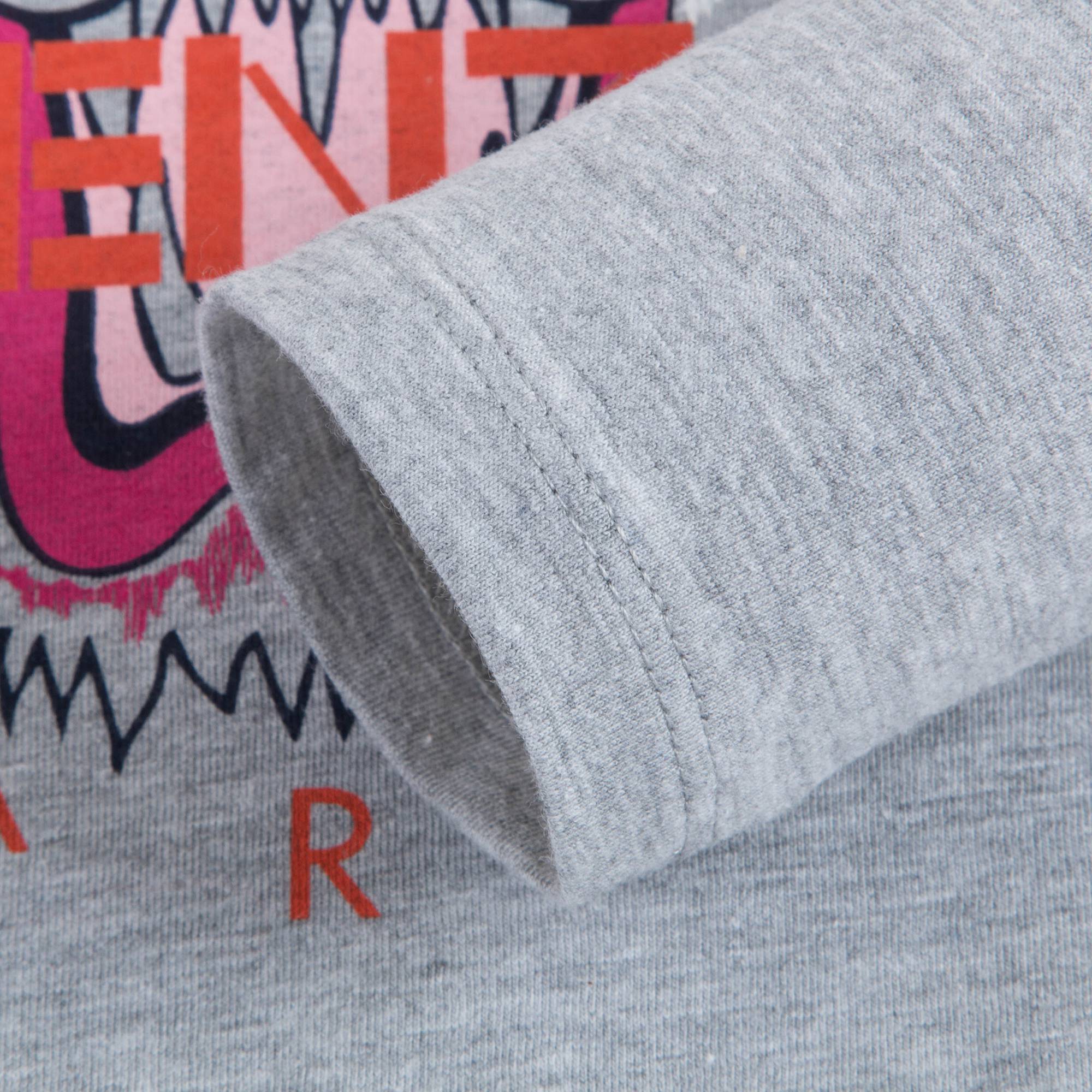 Girls Marl Grey Tiger Logo Cotton T-shirt