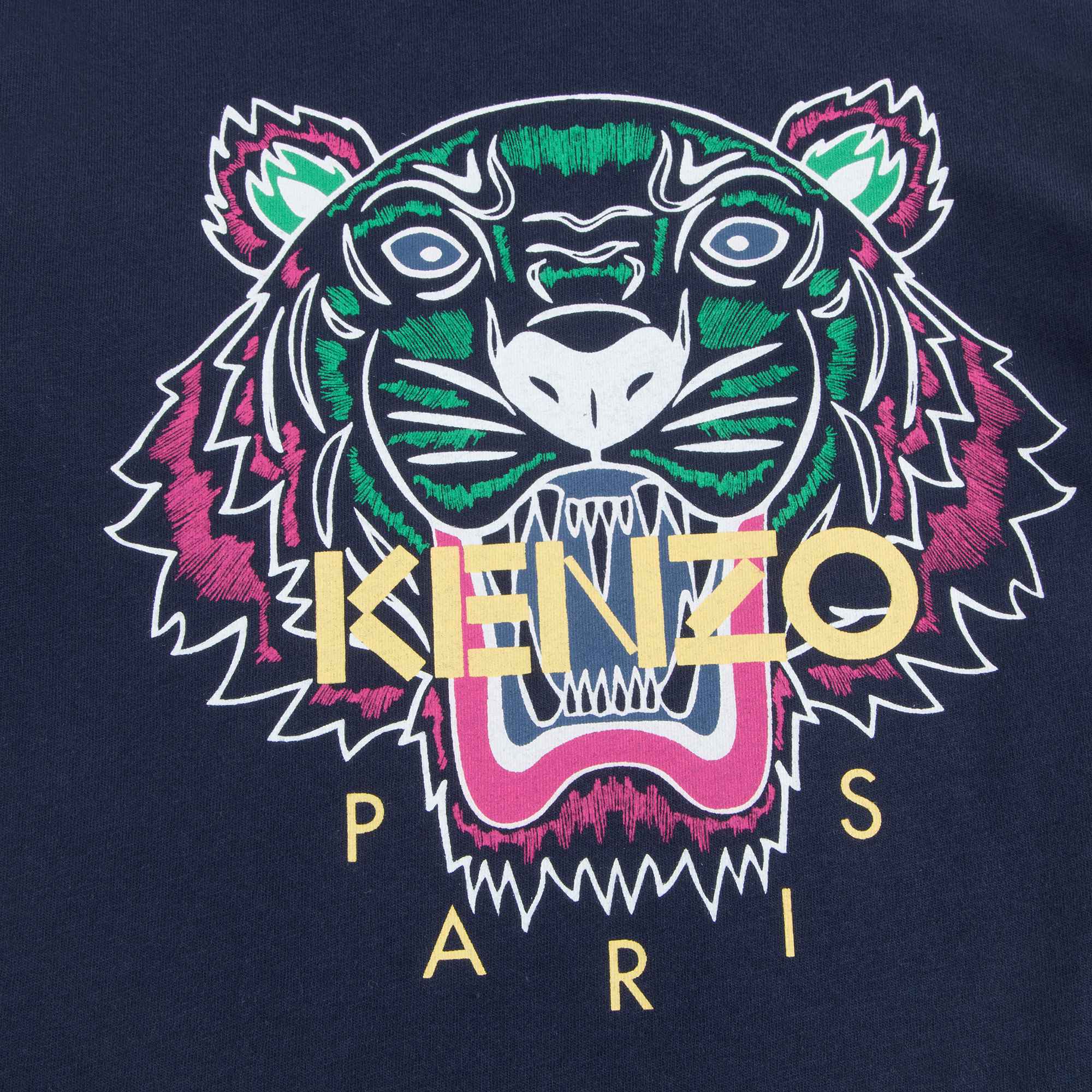 Girls Navy Tiger Logo Cotton T-shirt