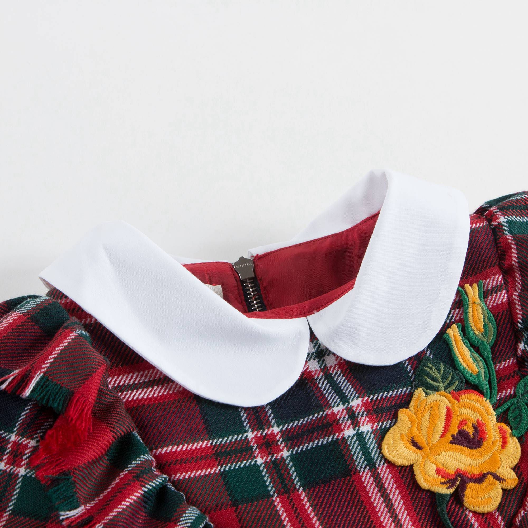 Girls Red Checked Wool Dress