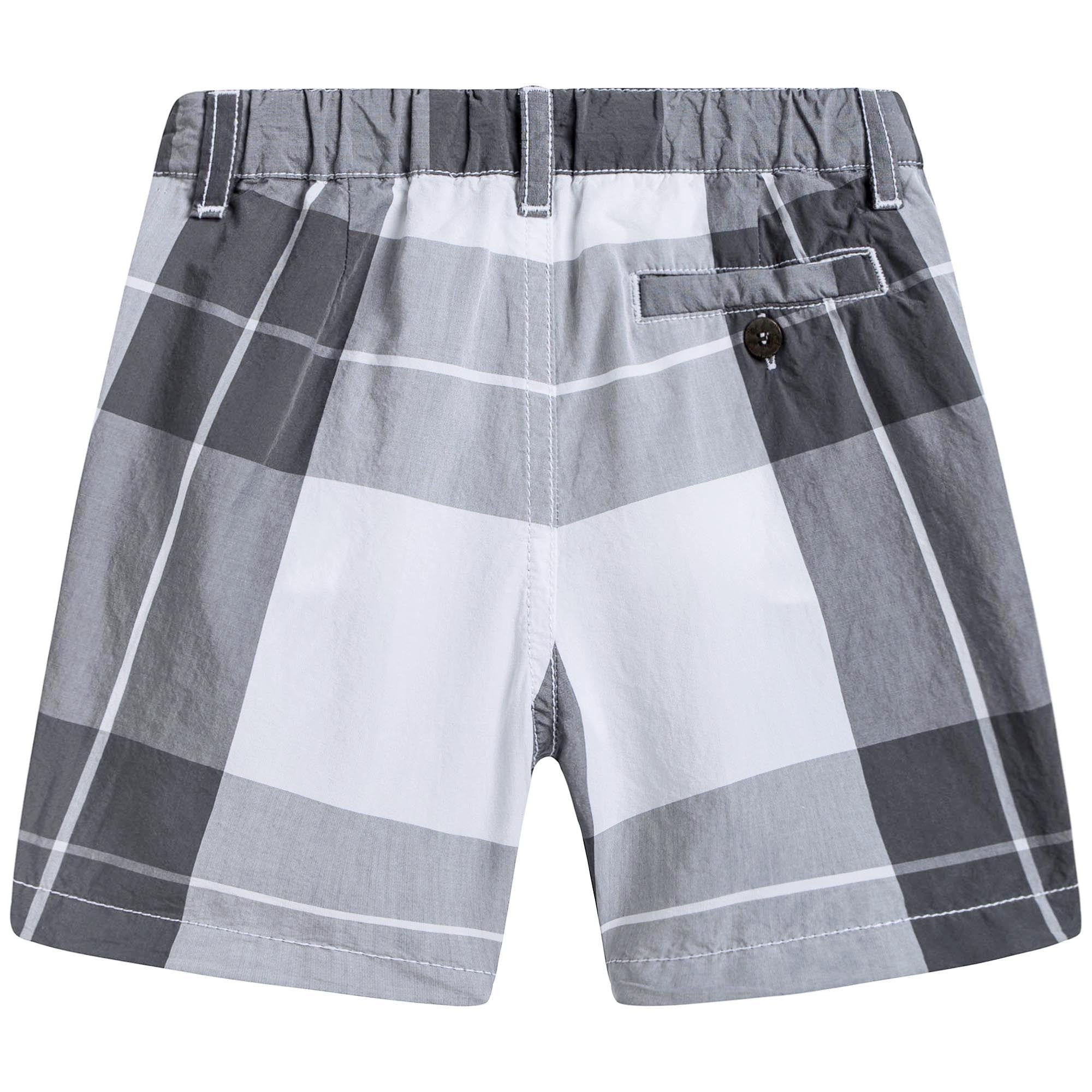 Boys Grey & White Checked Shorts