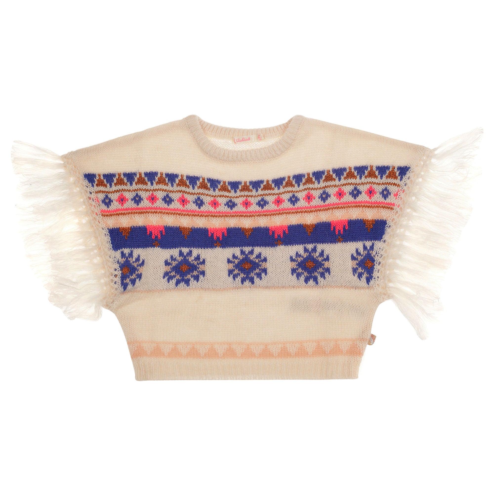 Girls White Tassel Trims Cuffs Cape - CÉMAROSE | Children's Fashion Store - 1