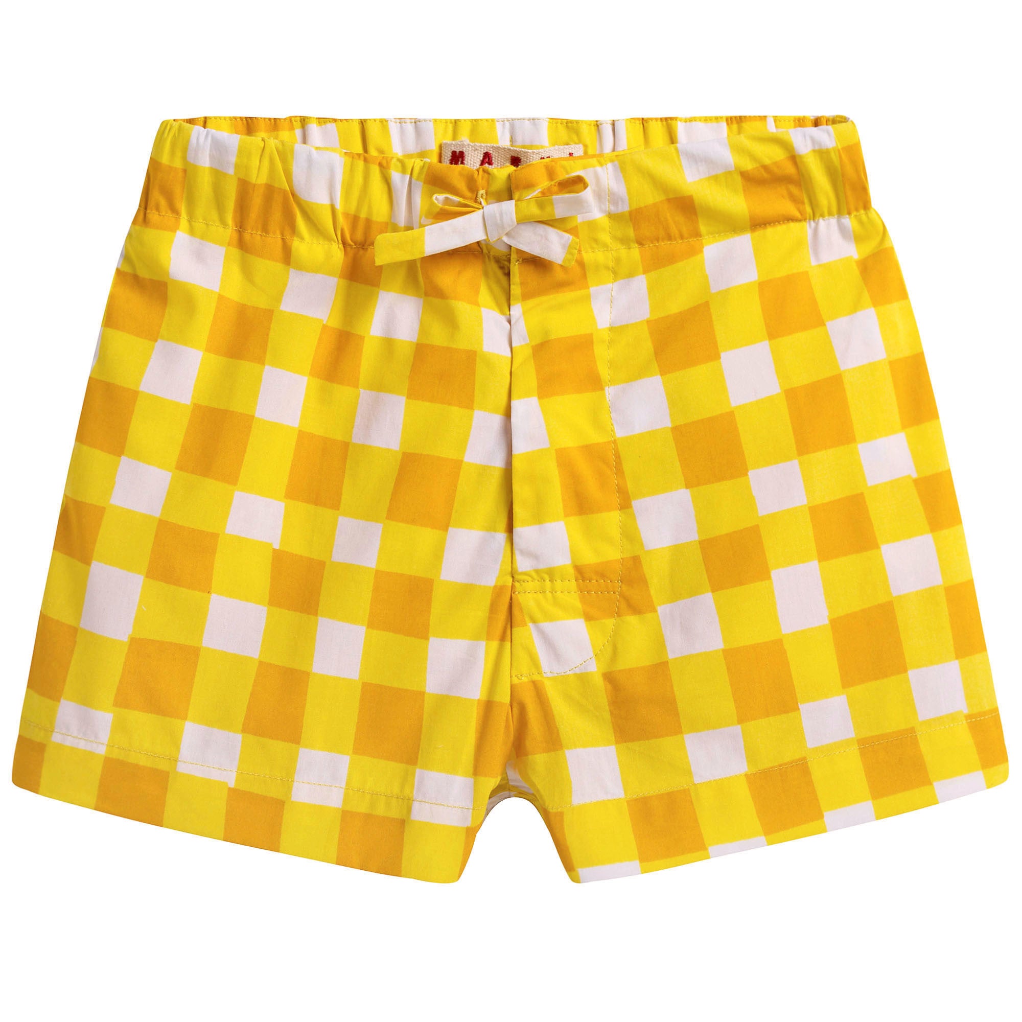 Girls Yellow Checked Shorts
