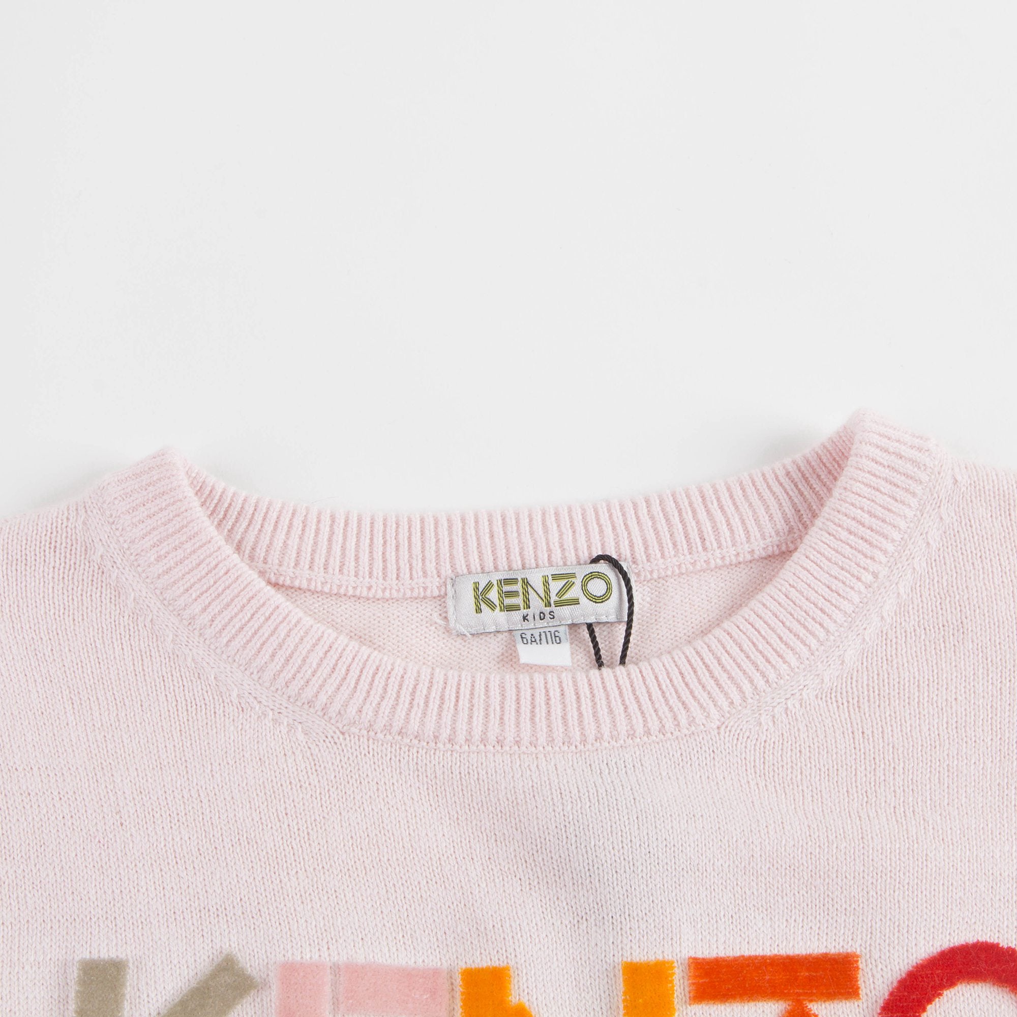 Girls Light Pink Logo Cotton Sweater
