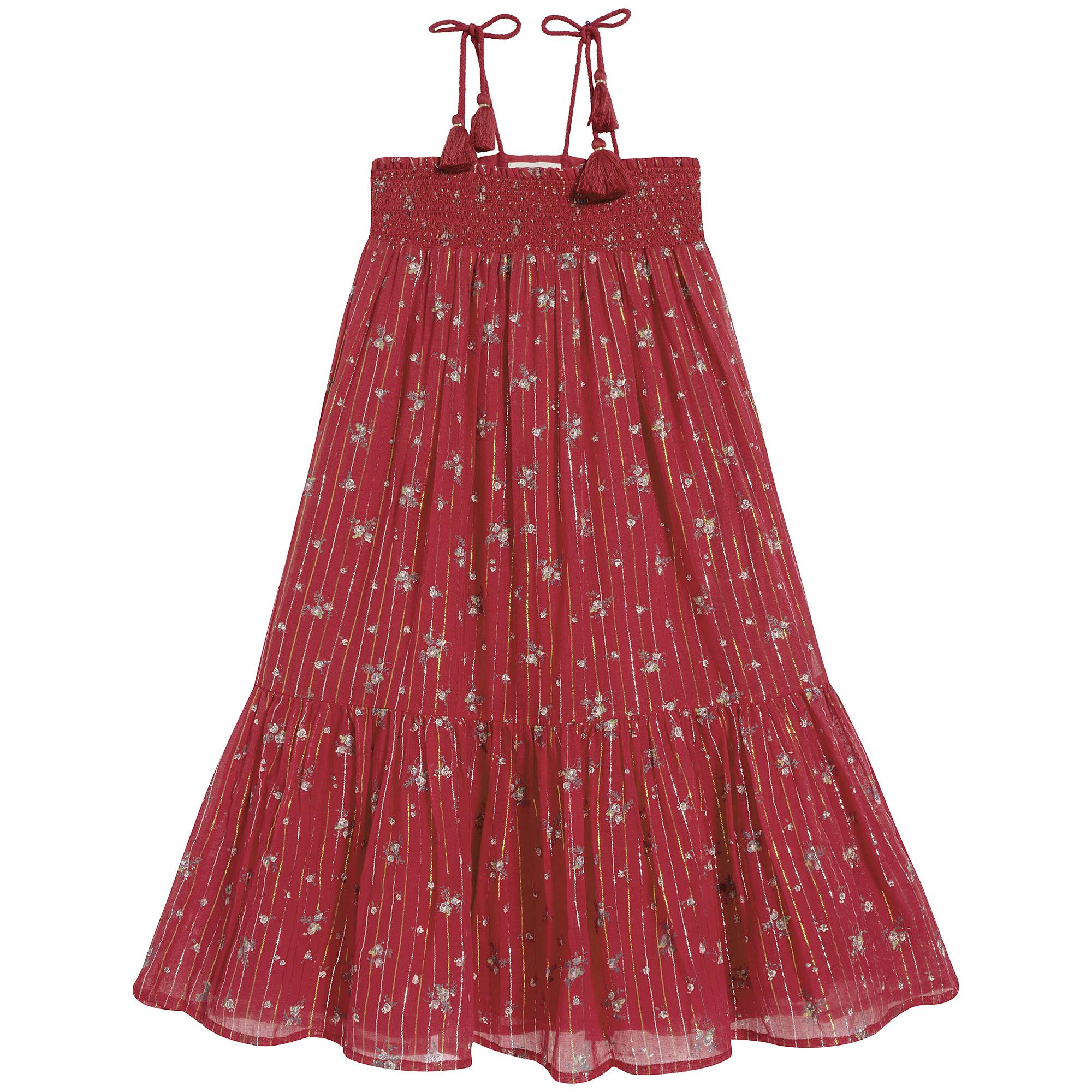 Girls Red Printing Cotton Dress