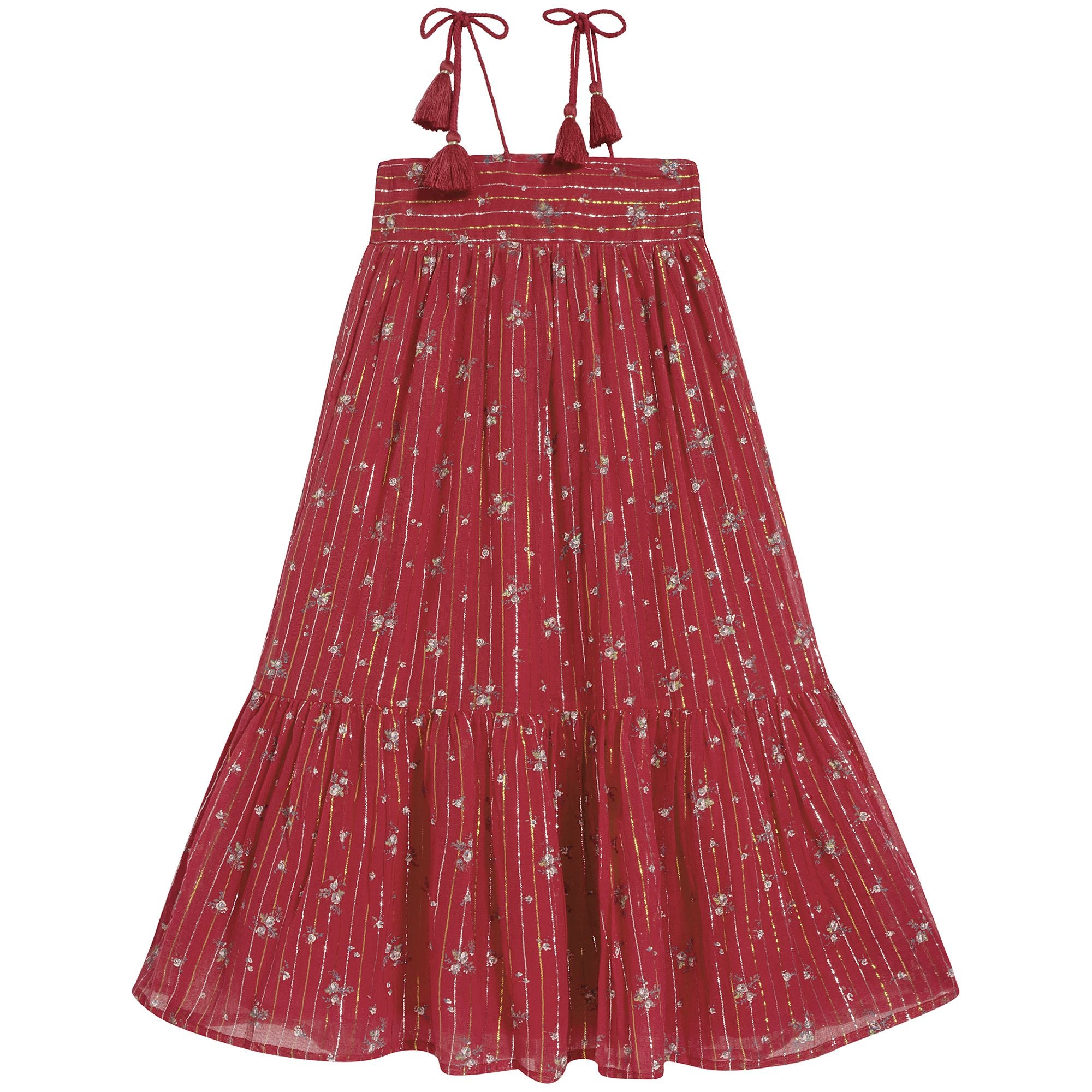 Girls Red Printing Cotton Dress