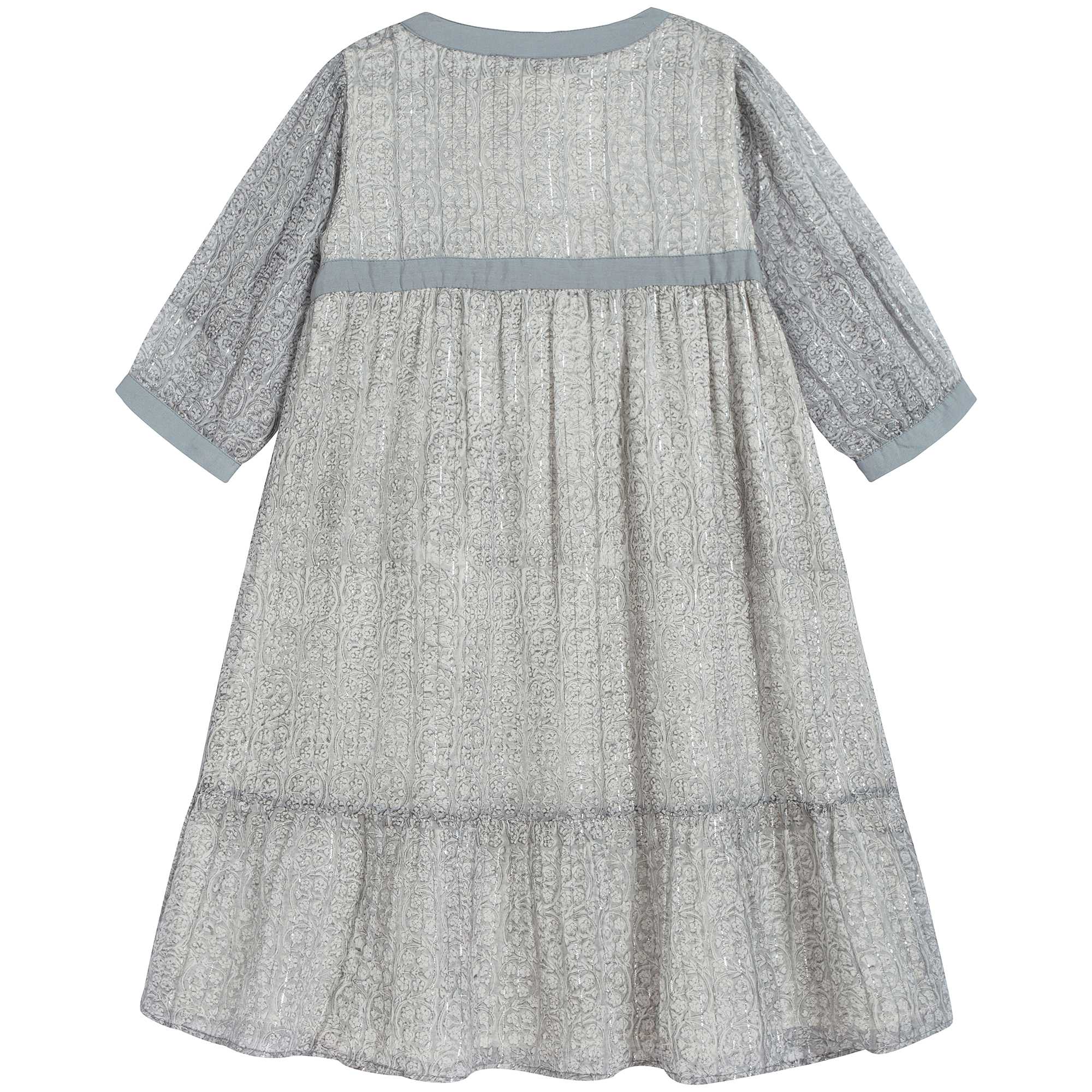 Girls Light Blue Printed Cotton Dress