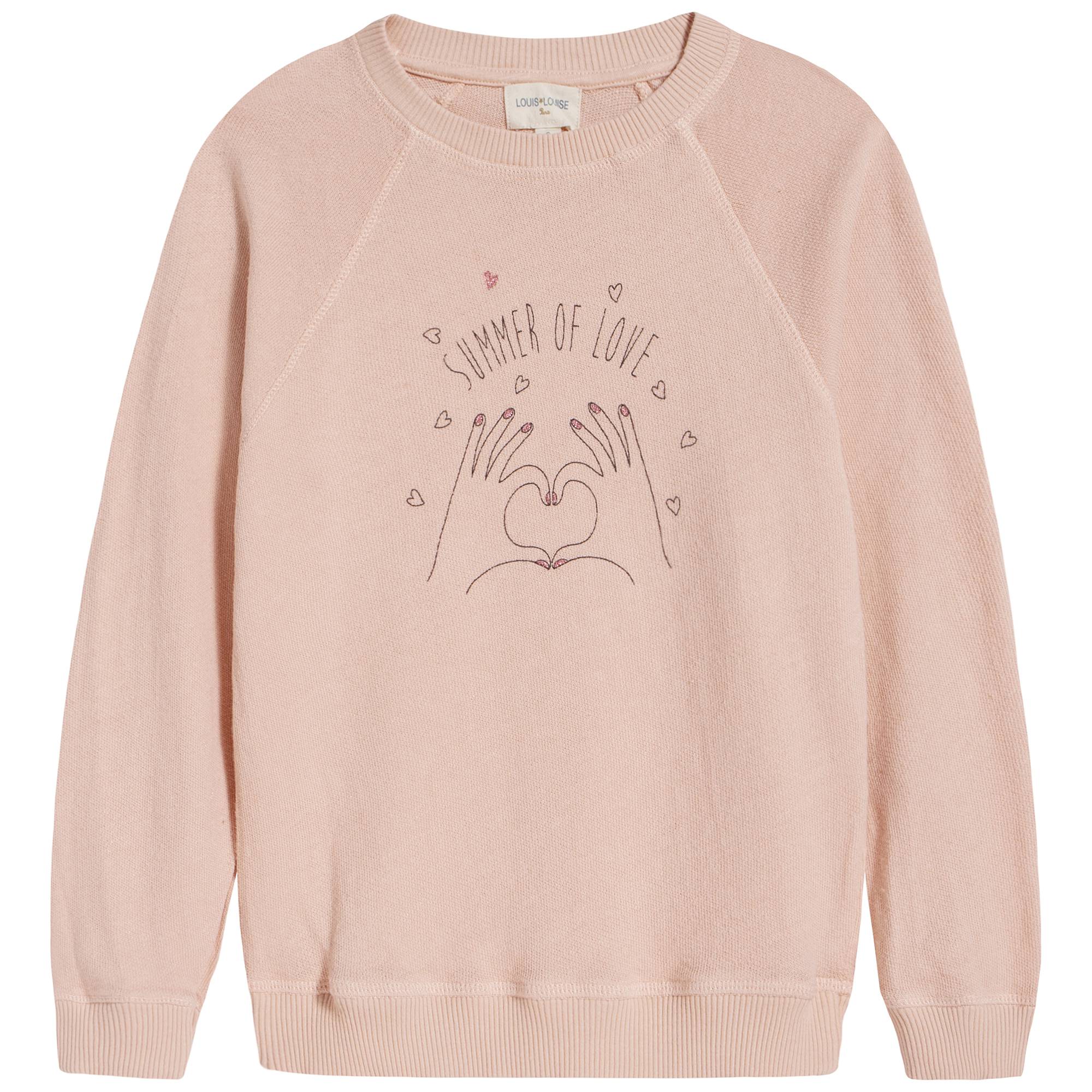Girls Light Pink Printing Cotton Sweatshirt