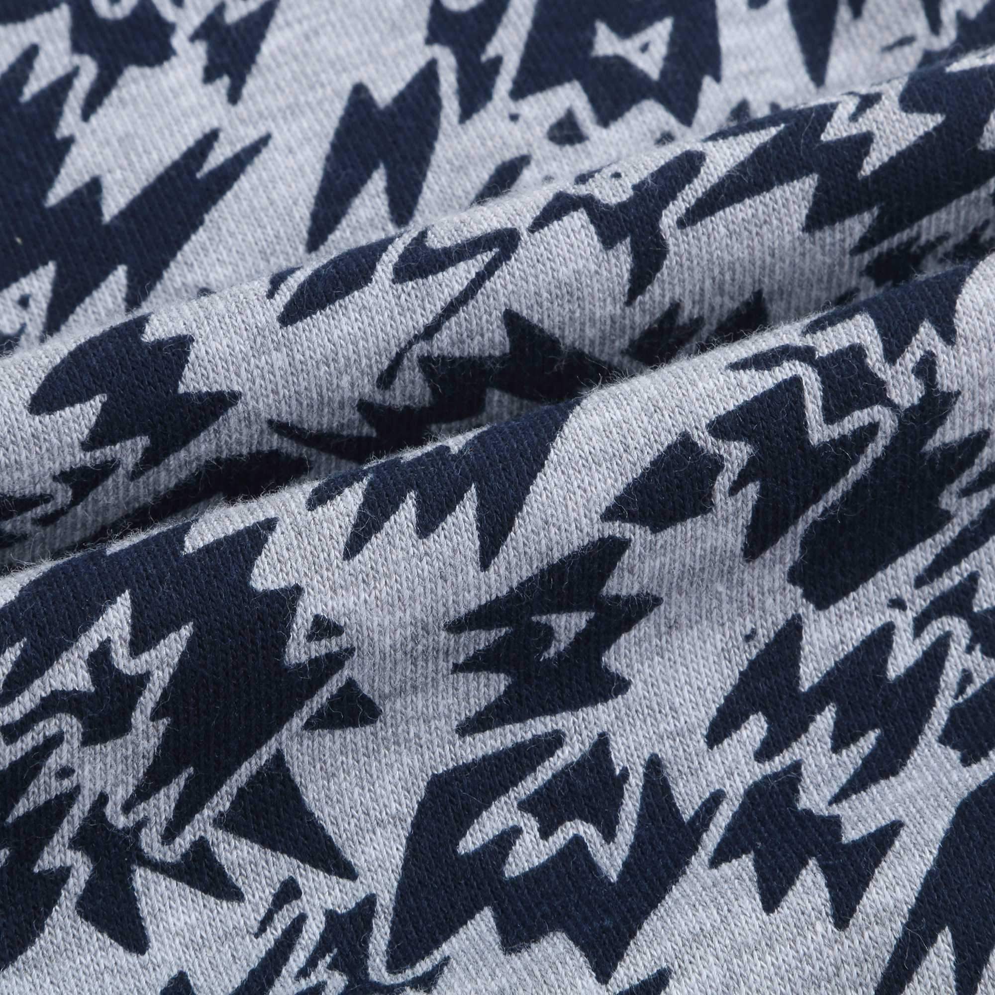 Girls Marl Grey Printed Cotton Trousers