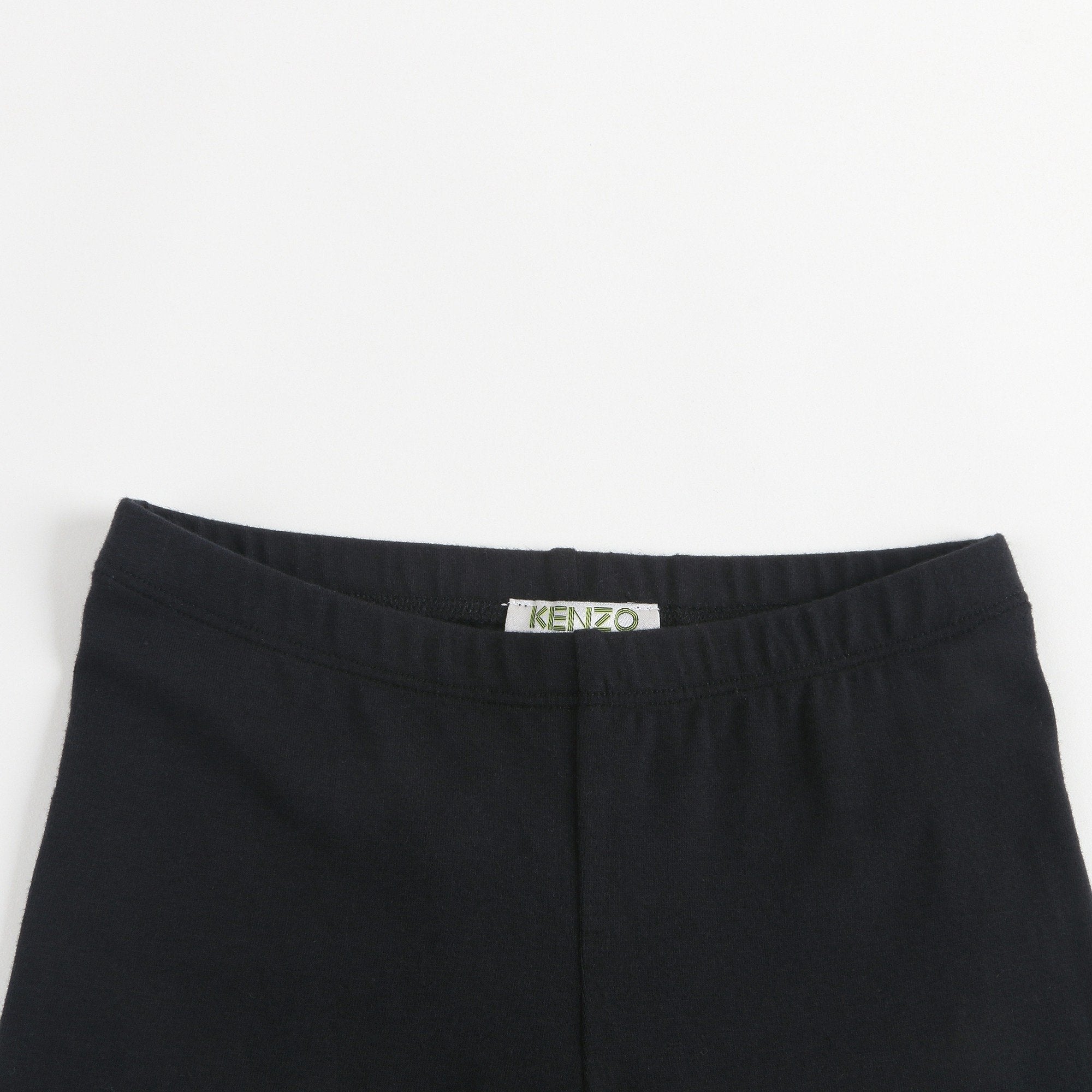 Girls Black Logo Cotton Legginge