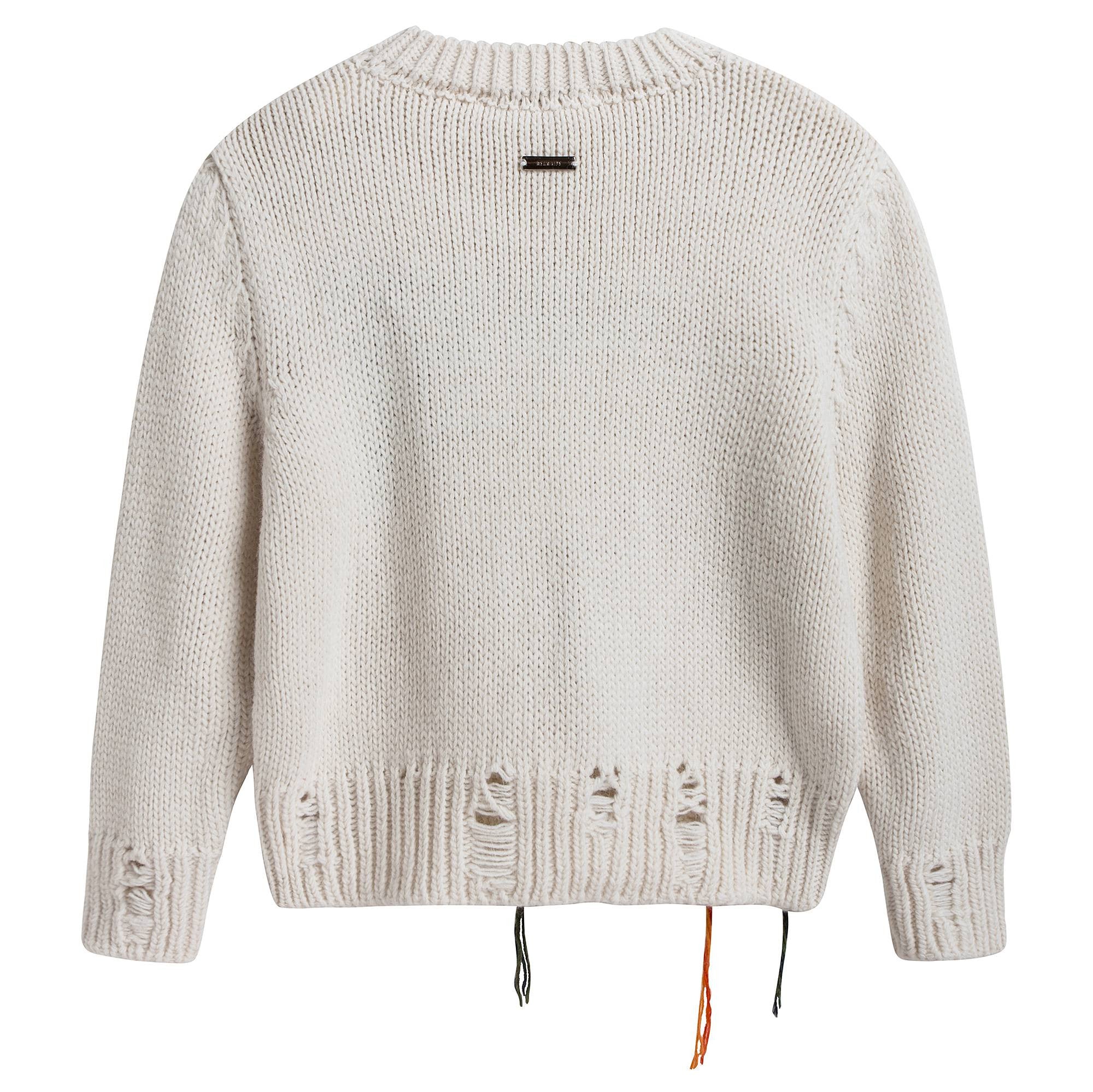 Girls Ivory Embroidered Sweater