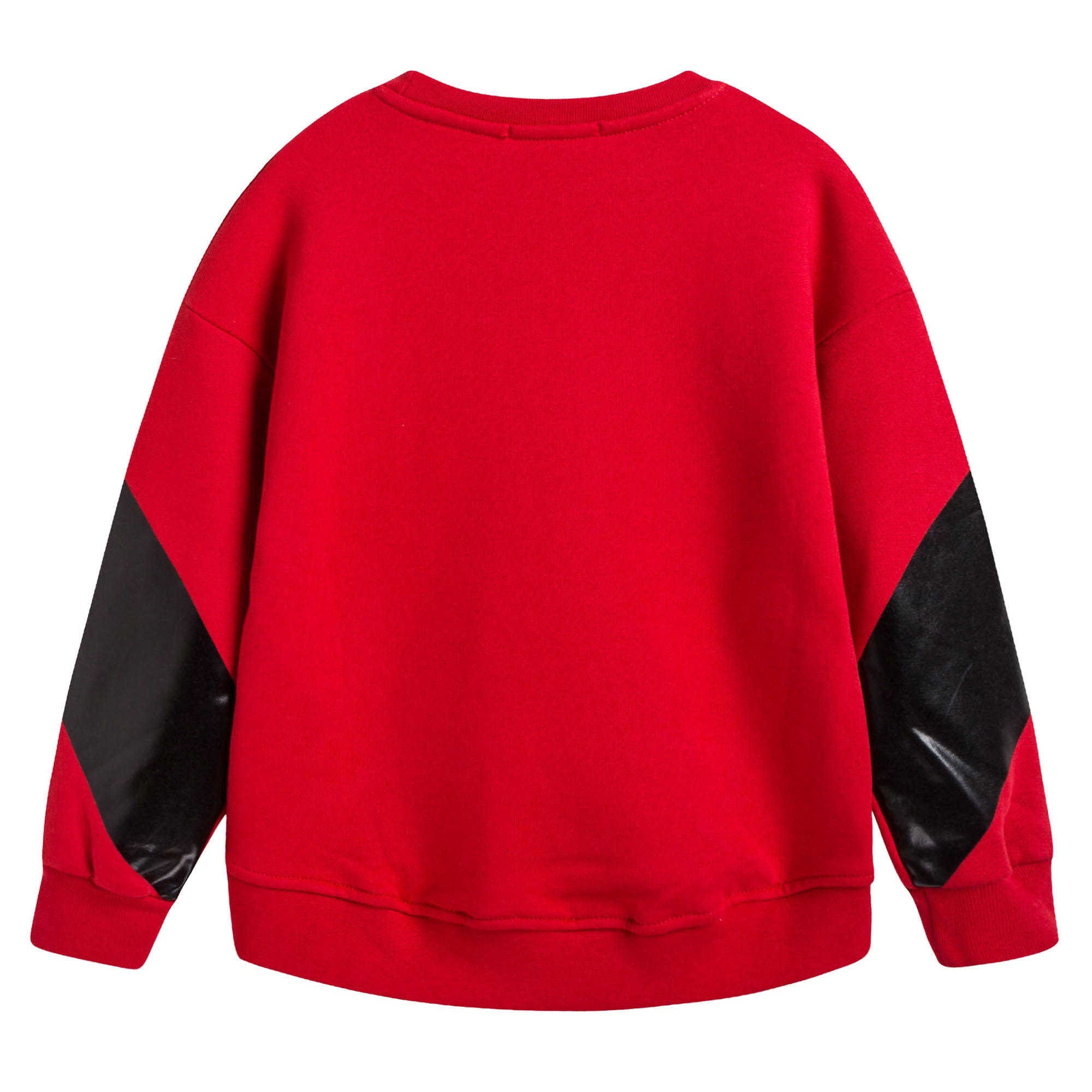 Girls Red Cotton Sweatshirt With Black Logo