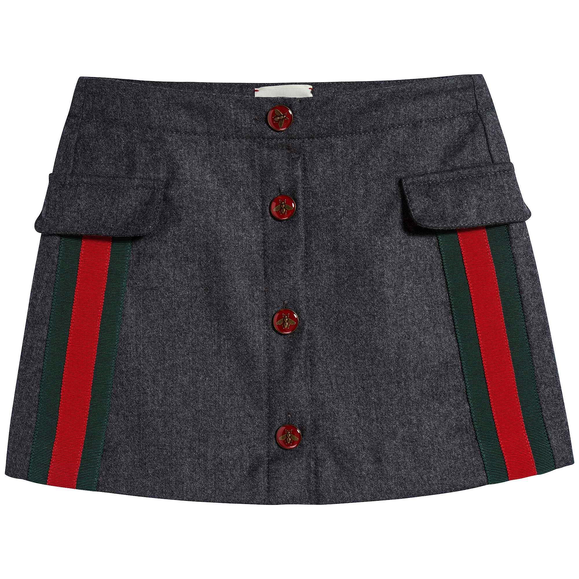 Girls Medium Grey Wool Skirt