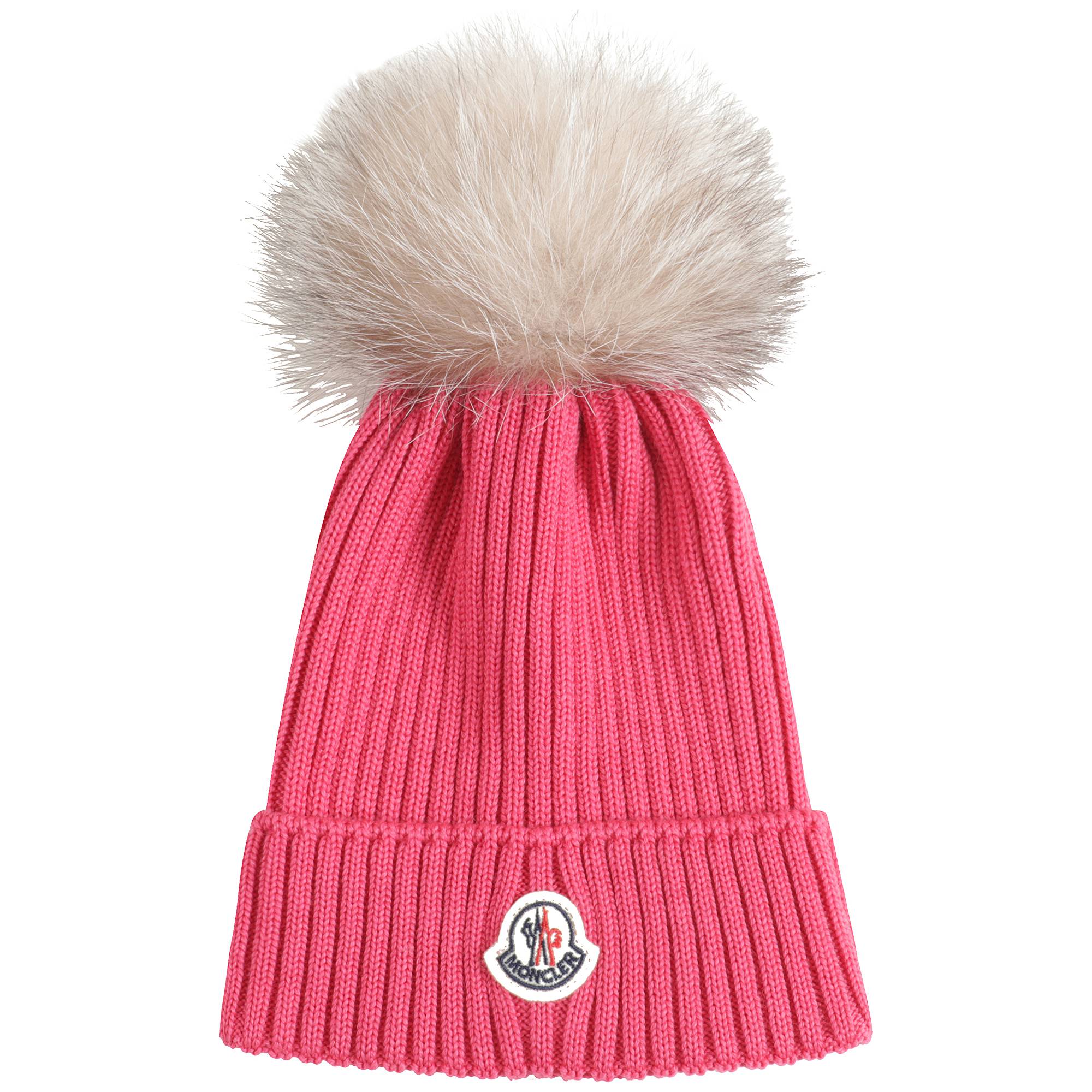 Girls Dark Pink Virgin Wool Hat & Scarf Set