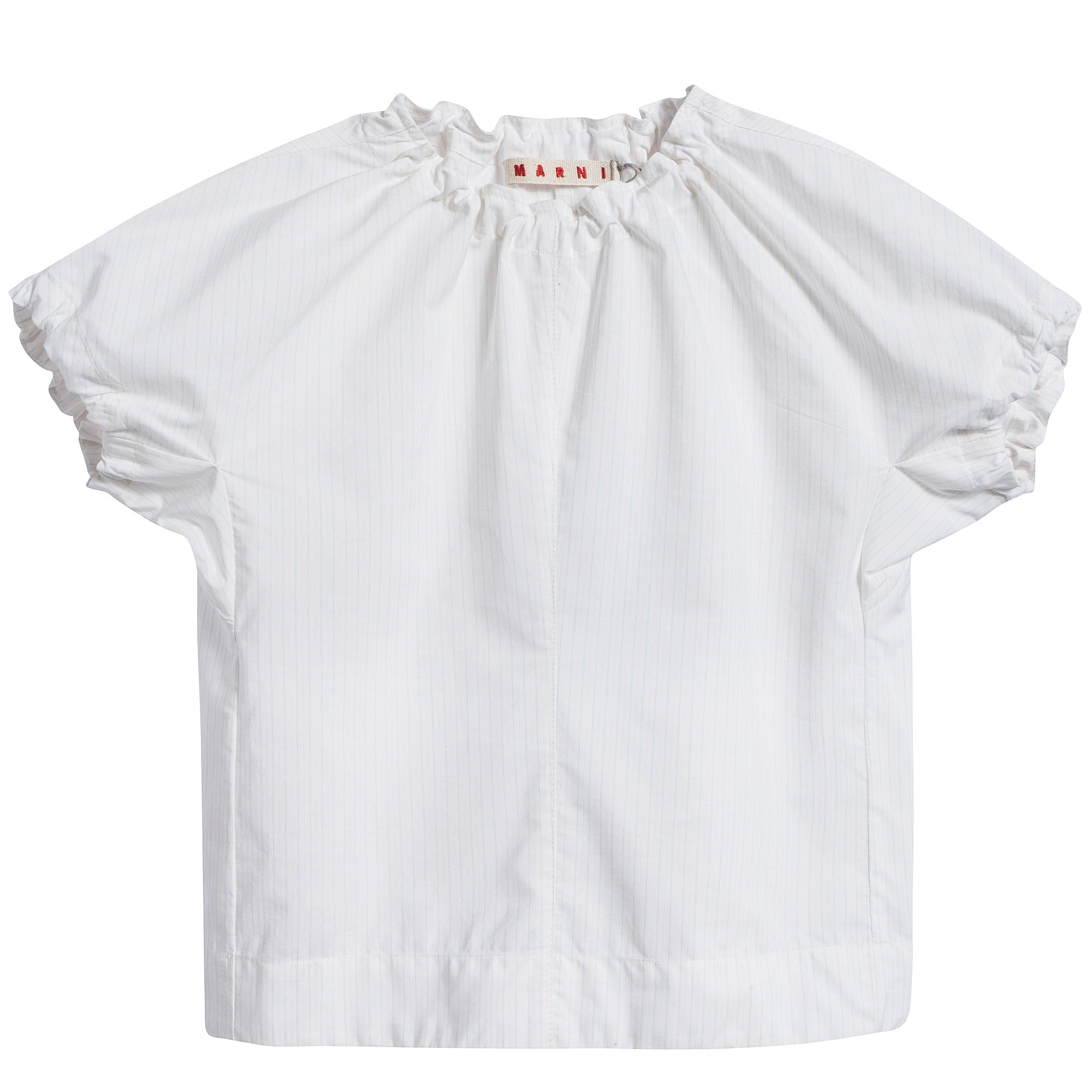 Girls White Striped Cotton T-shirt