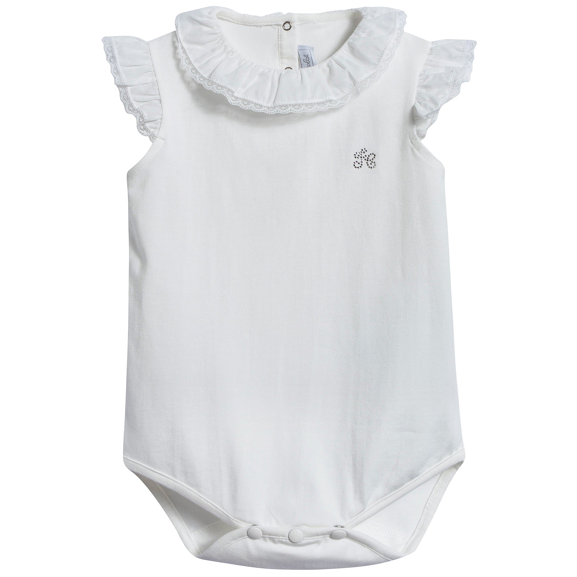 Baby Girls Nacre With "Argent TC" Cotton Babysuit