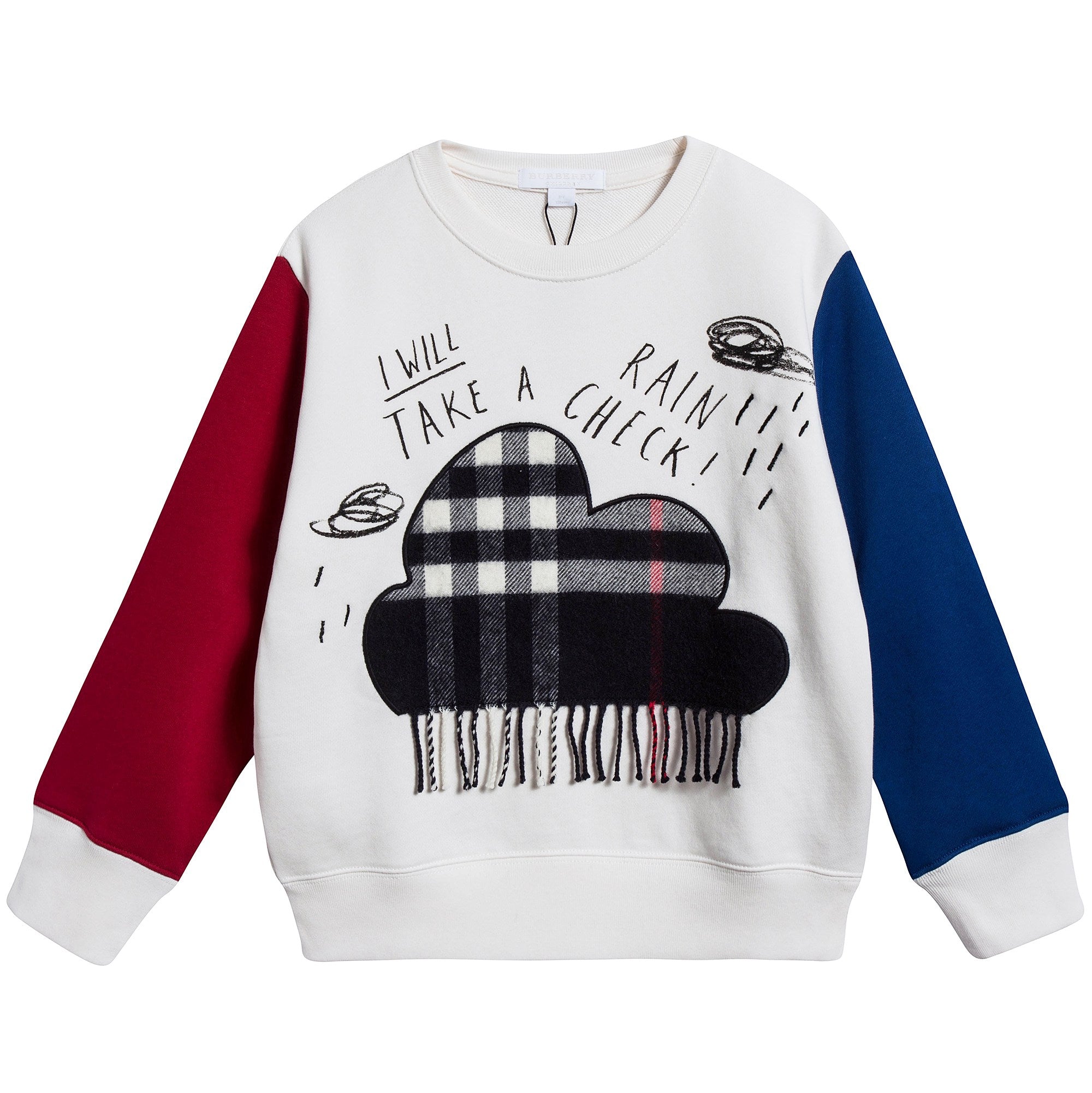 Boys White 鈥淔laky clouds鈥? Cotton Sweatshirt