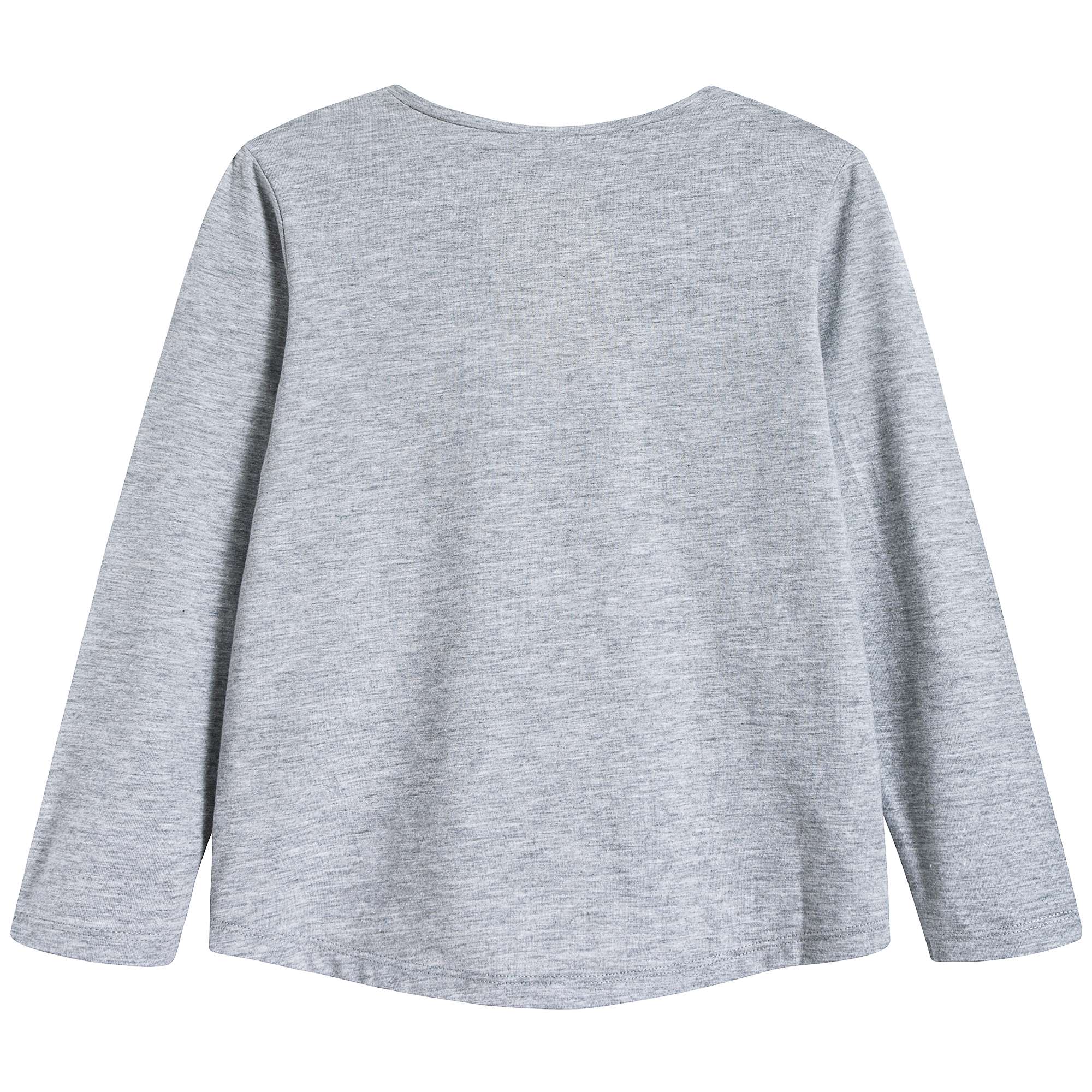 Girls Marl Grey Tiger Logo Cotton T-shirt