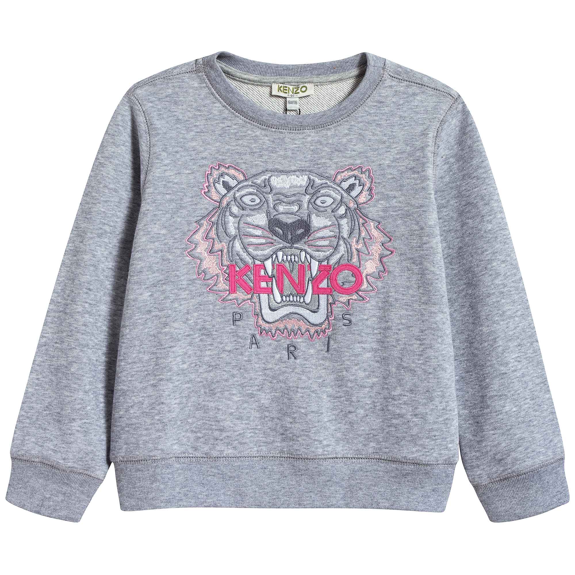 Girls Marl Grey Tiger Logo Sweatshirt