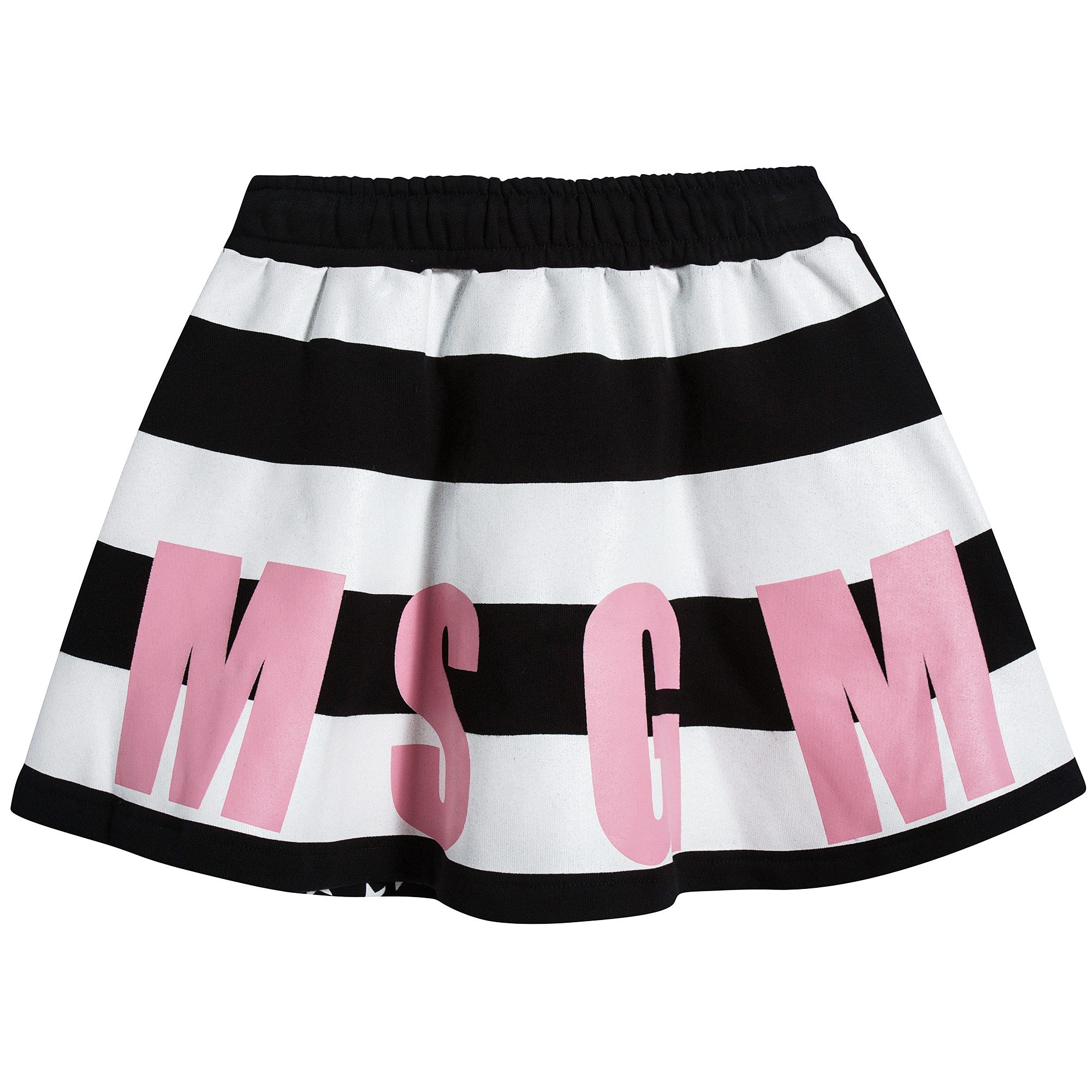 Girls Black & White Striped Cotton Skirt