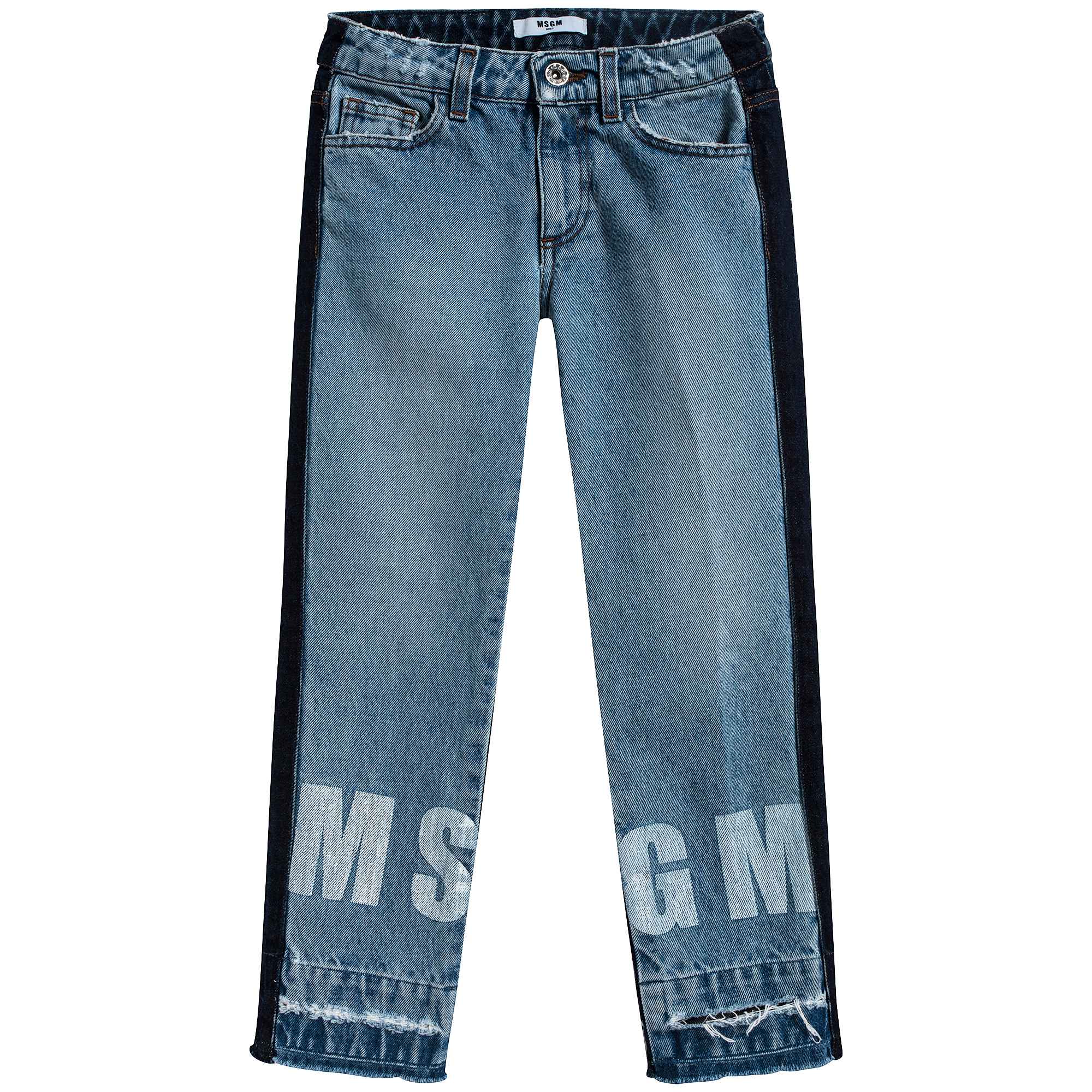 Girls Denim Blue Cotton Trousers