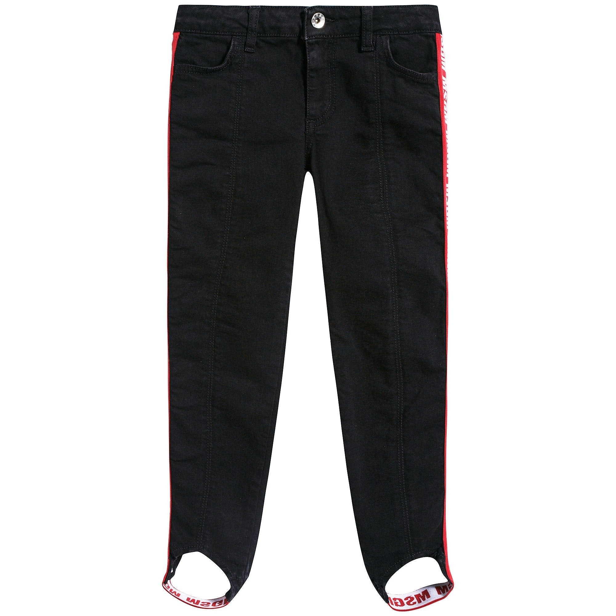 Girls Black Logo Cotton Trousers