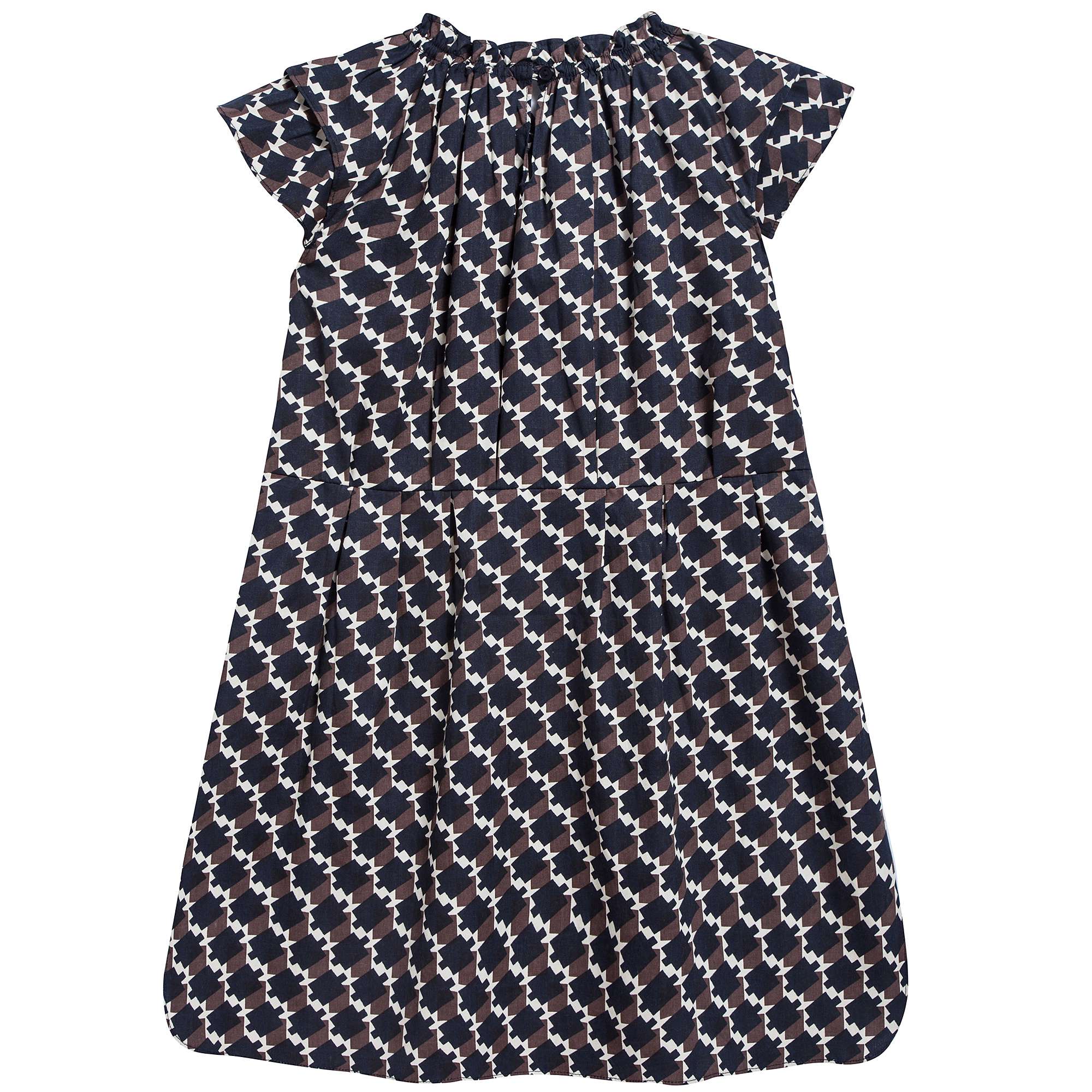 Girls Blue & Chocolate Cotton Woven Dress