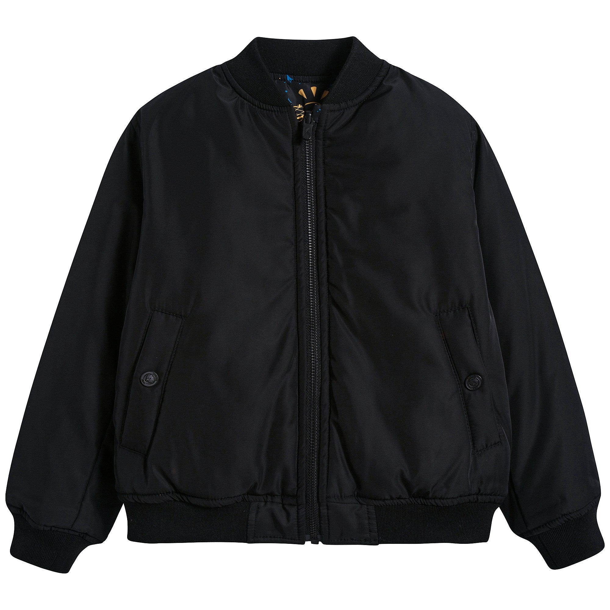 Boys Black Tiger Printed Reversibie Jacket
