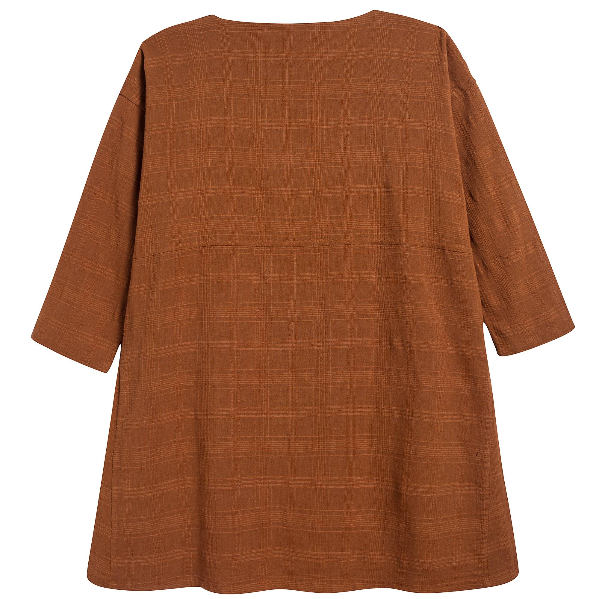 Girls Camel Cotton Woven Dress