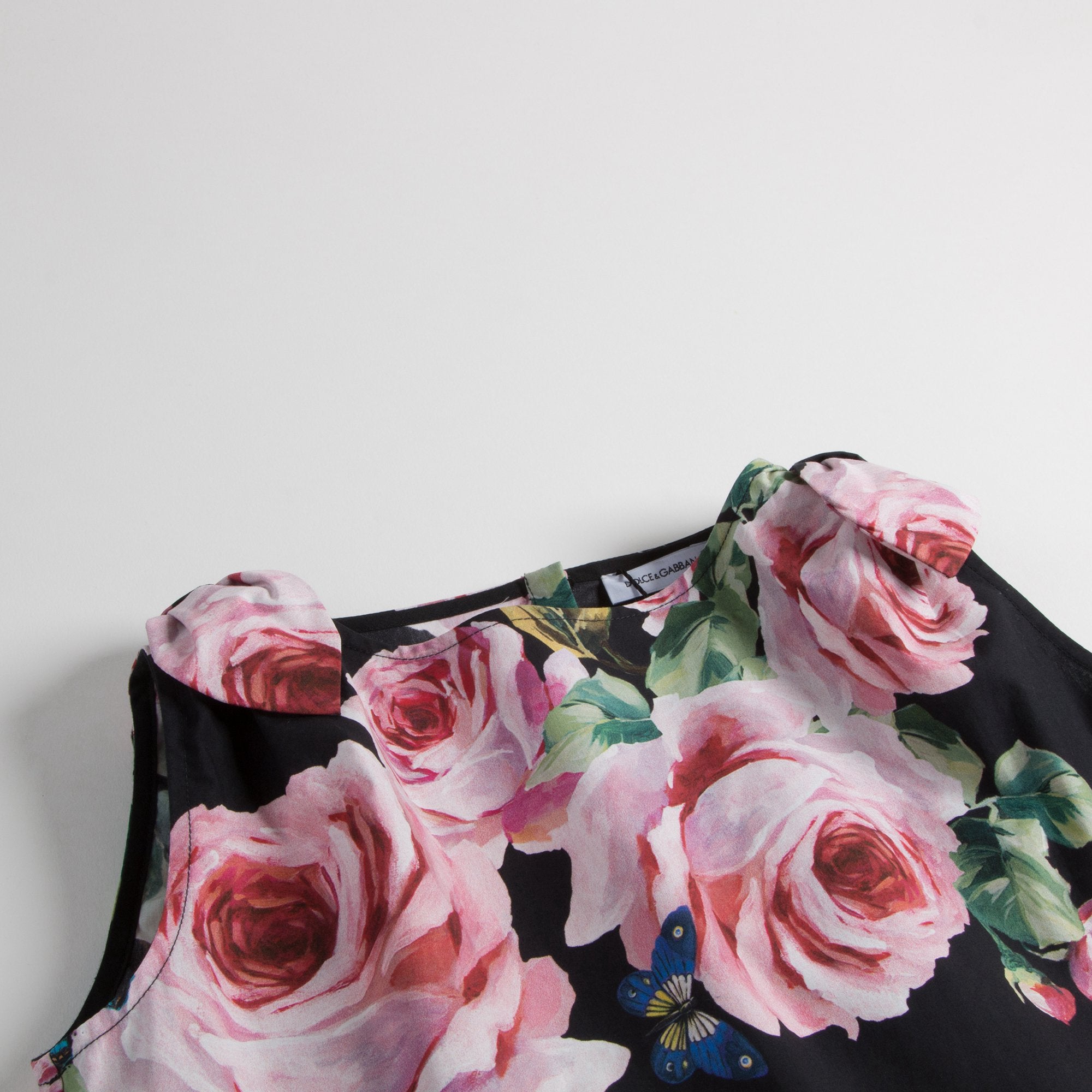 Girls Black Rose Cotton Top