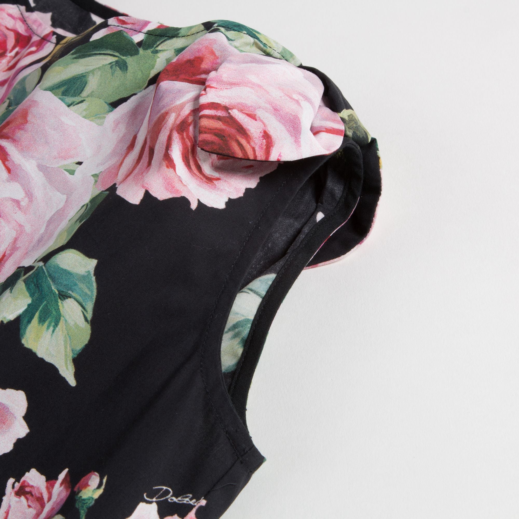 Girls Black Rose Cotton Top