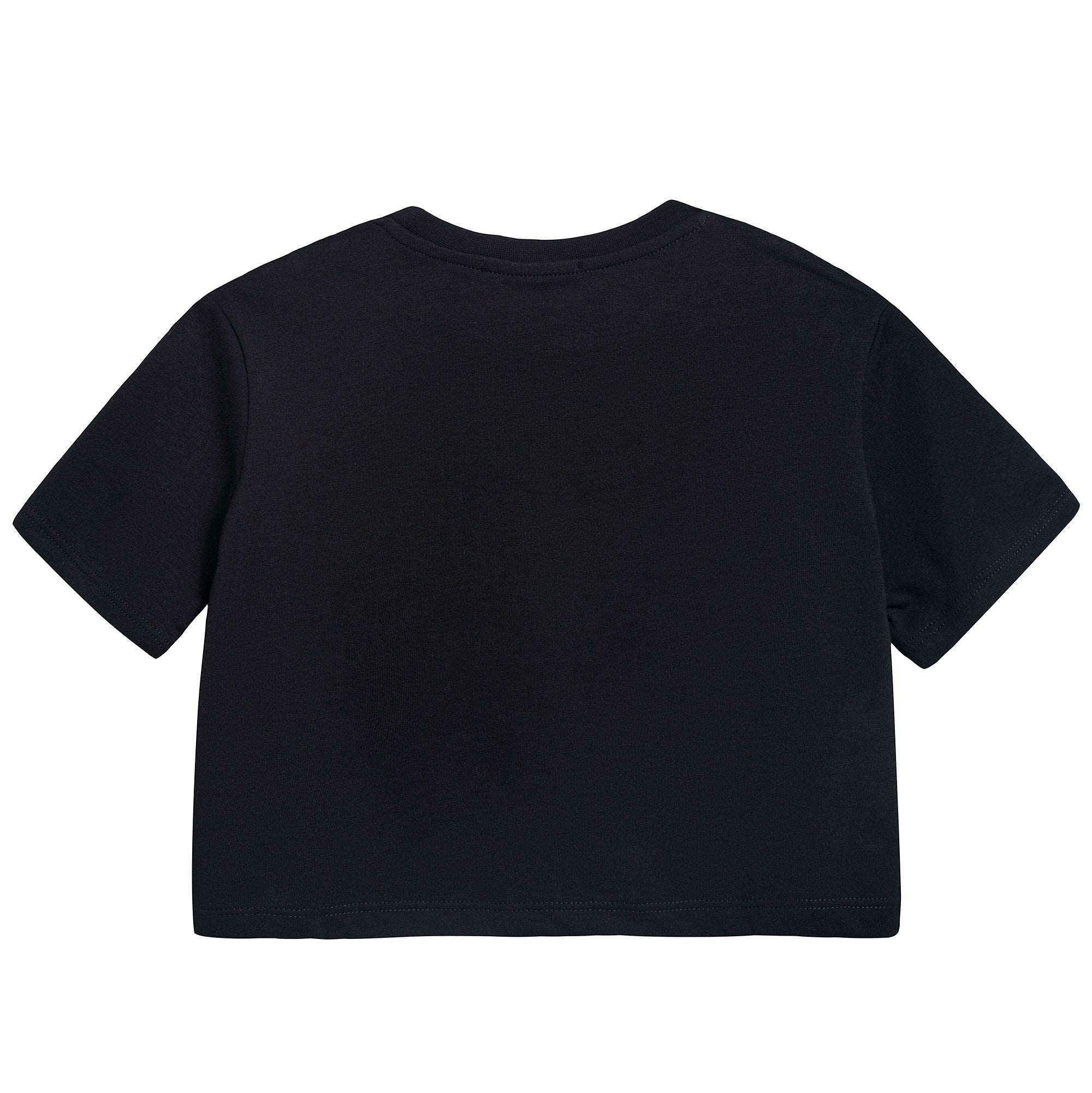 Girls Black Cotton Cropped Jersey T-Shirt
