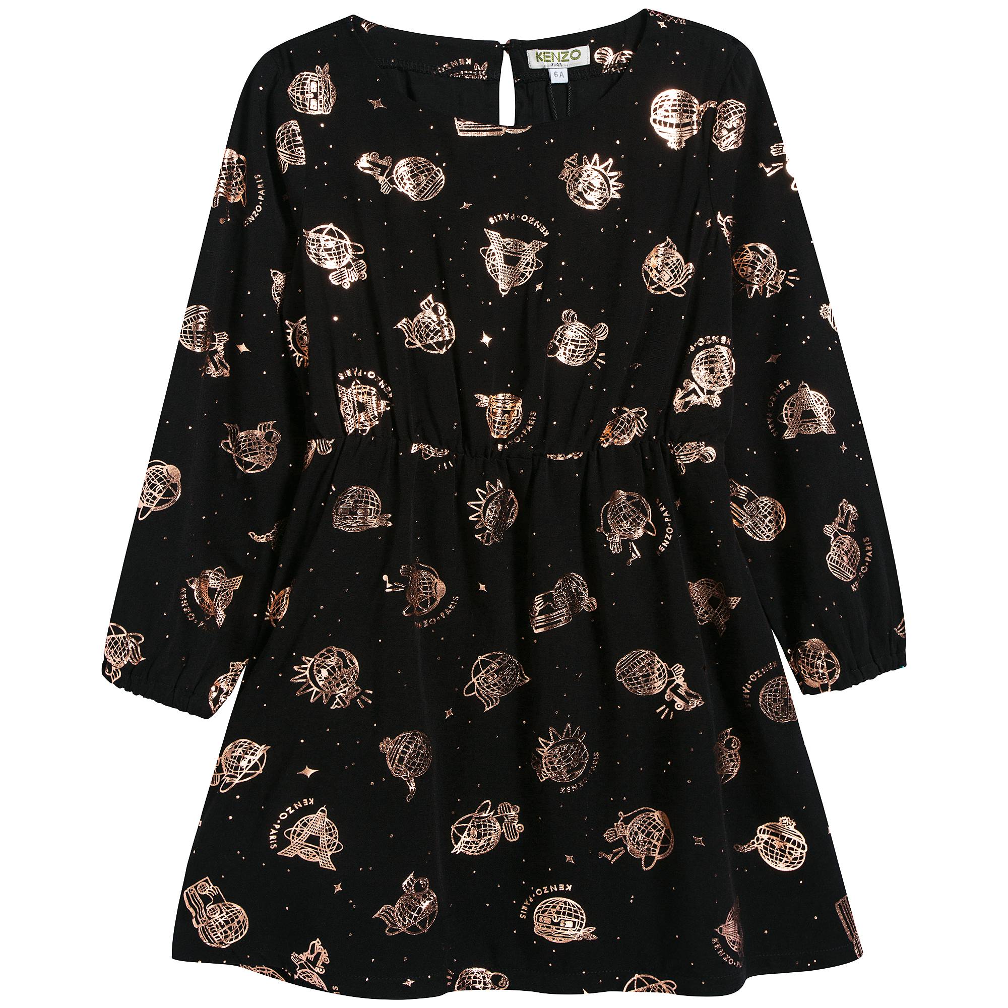 Girls Black Tiger Printed Dress
