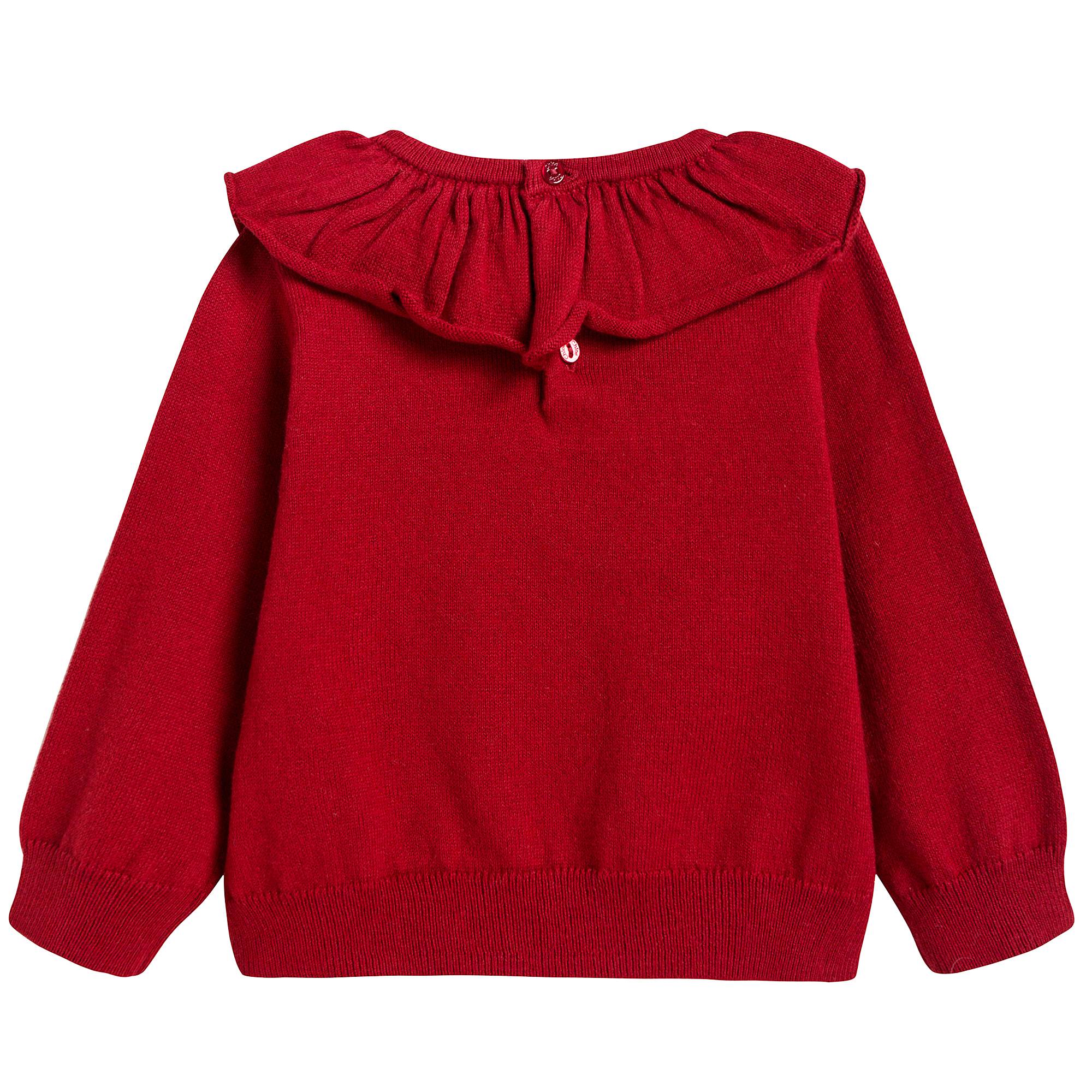 Girls Red Ruffle Sweater