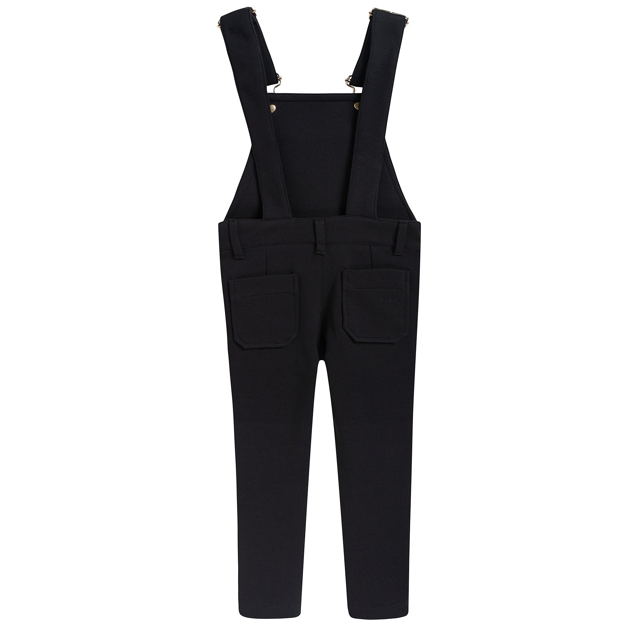 Girls Black Jersey Dungarees